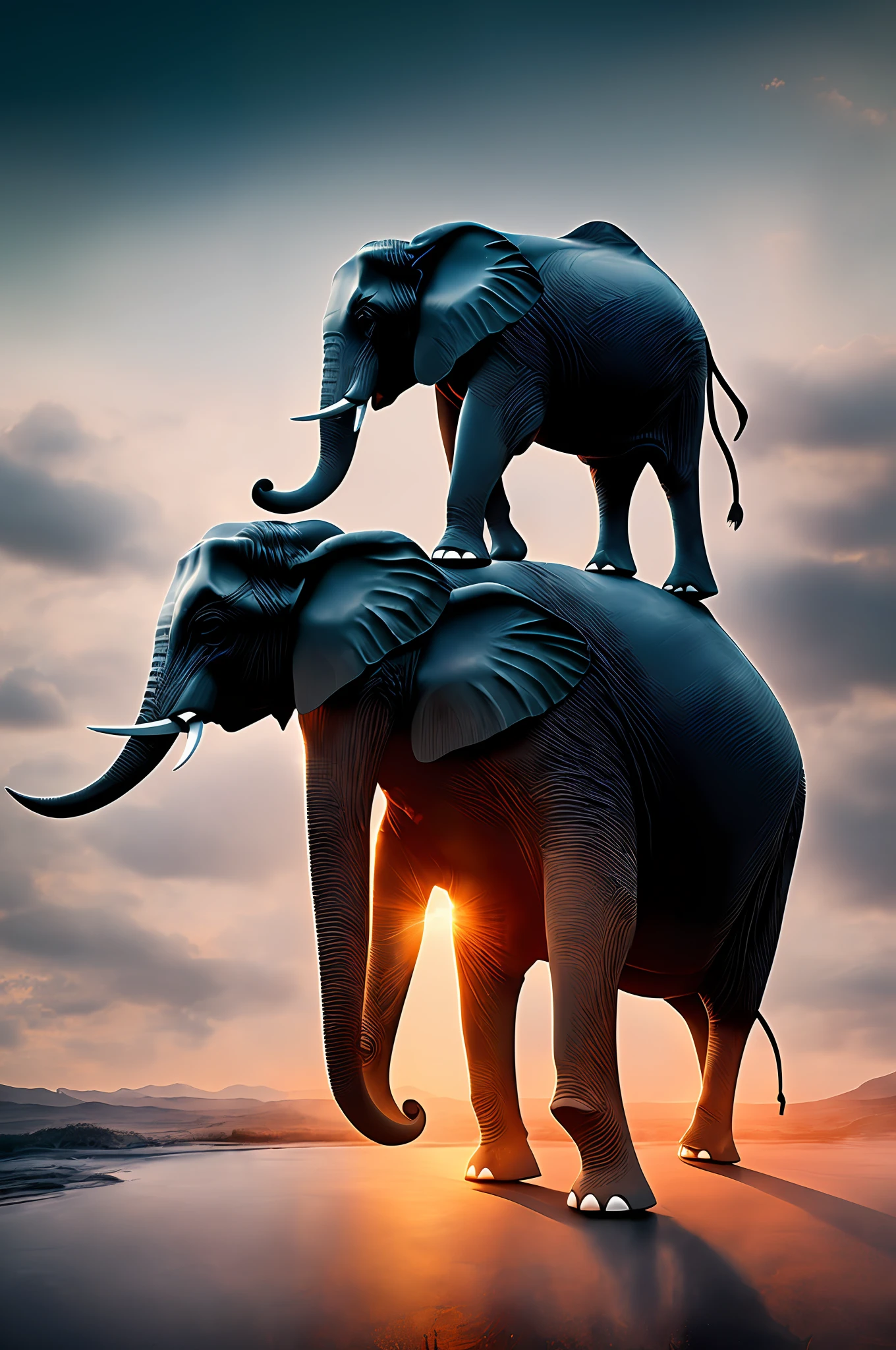 knollingcase,  black elephant,  (((vibrant, photo realistic, realistic, dramatic,  sharp focus, 8k)))