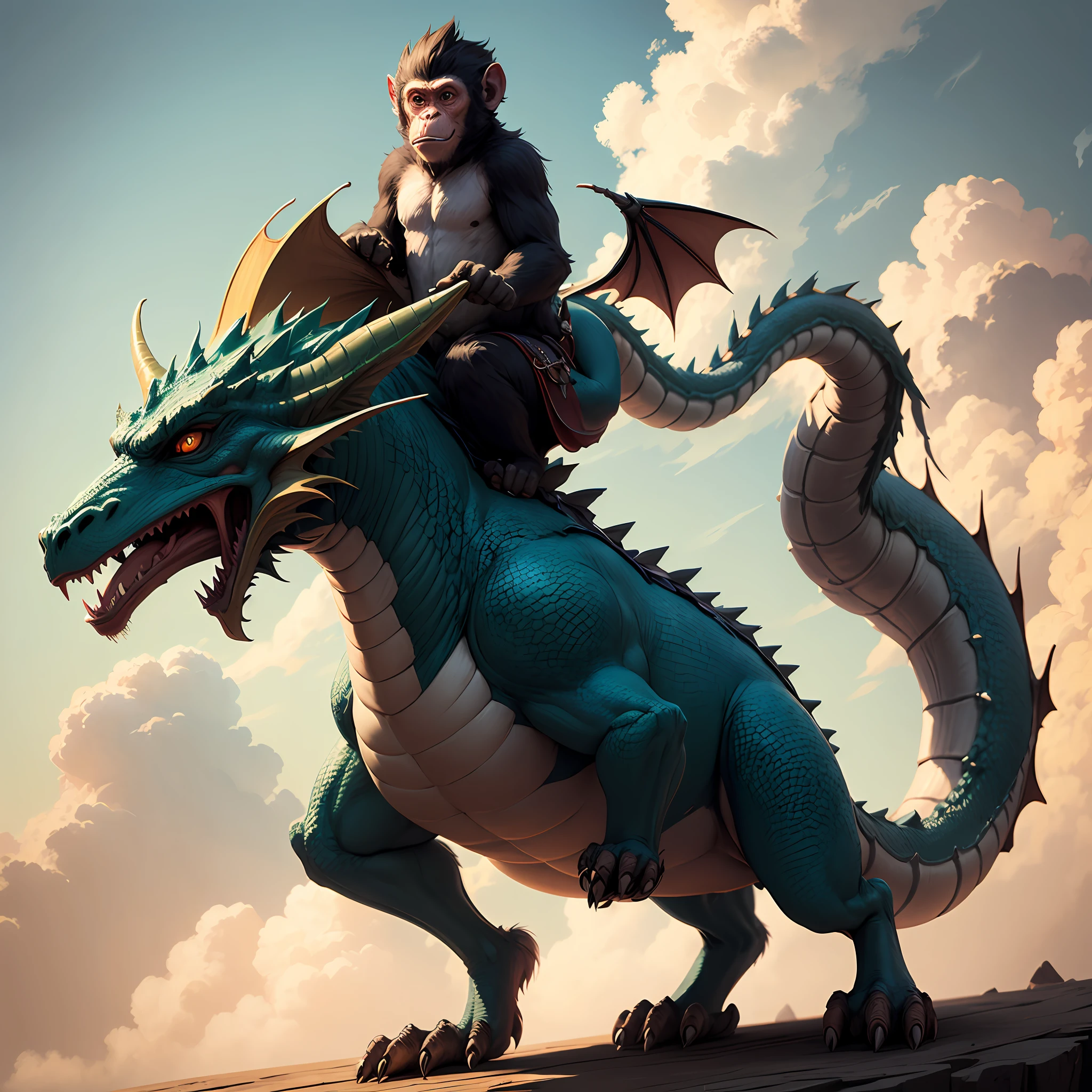 Monkey riding a dragon --auto