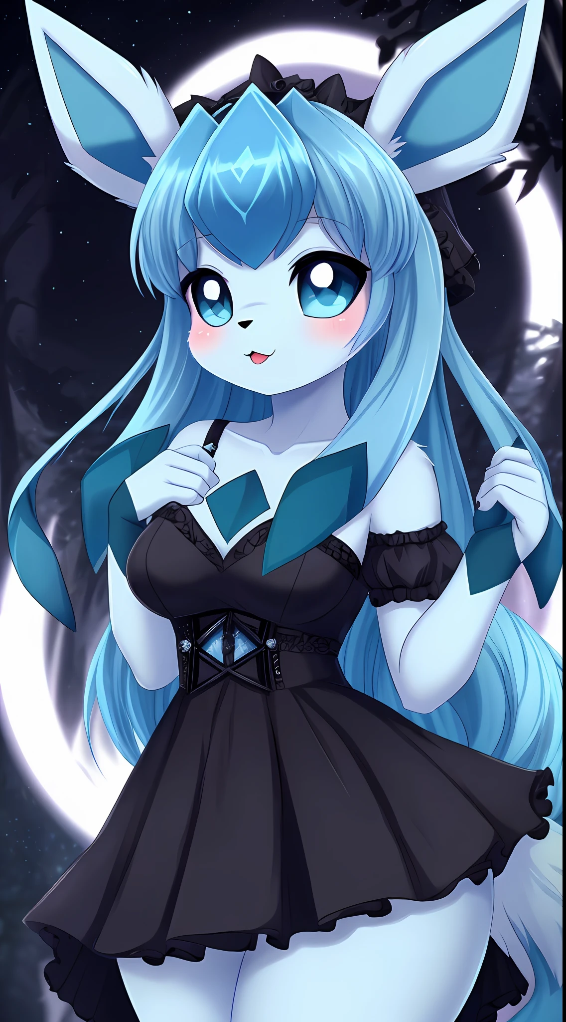 4K, master piece, best quality, Kawaii, cute, sfw, glaceon, hioshiru, goth dress