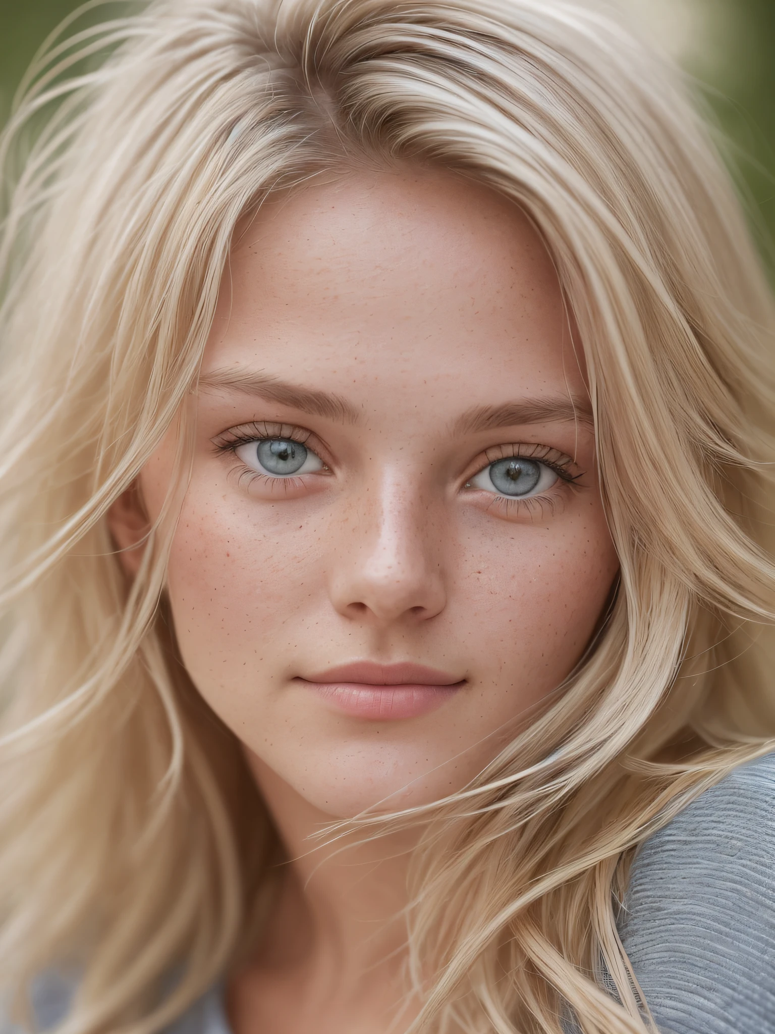 Medium close-up photo, attractive and stunning 18-year-old Swedish blonde girl, detailed (wrinkles, blemishes! detailed bright eyes, (looking at camera), specular lighting, DSLR, ultra quality, sharp focus, sharp, DOF, film grain, centered, Fujifilm XT3, crystalline