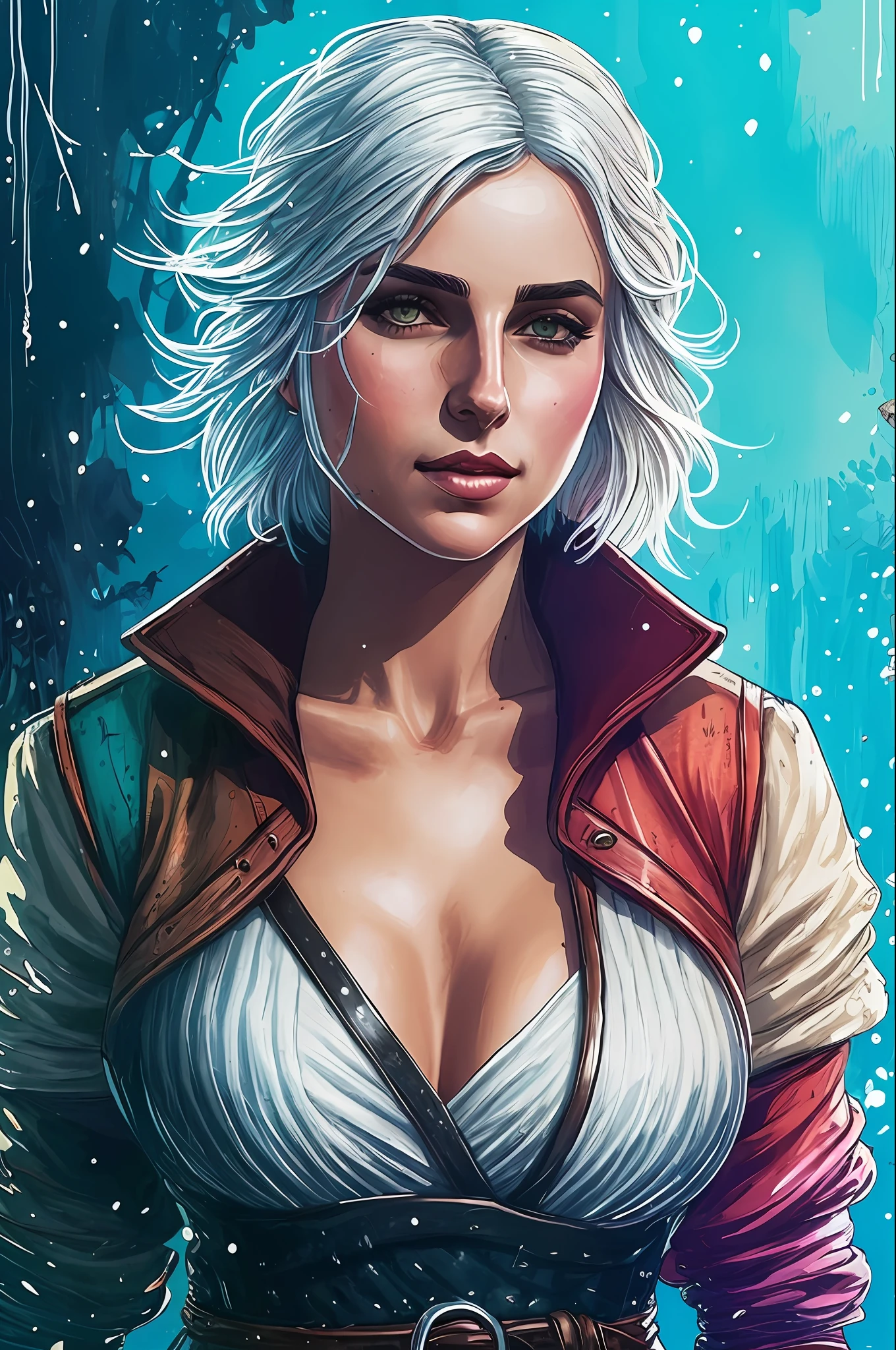 Ciri from Witcher 3 as sks woman, highly detailed, intricate, vibrant colors, cinematic, 8k, illustration, by Carne Griffiths and Conrad Roset,