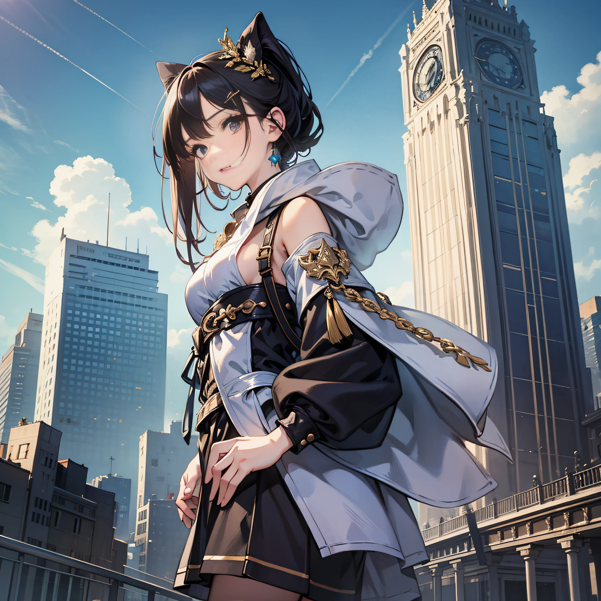 1girl，The same height as the building，8k，Masterpiece、