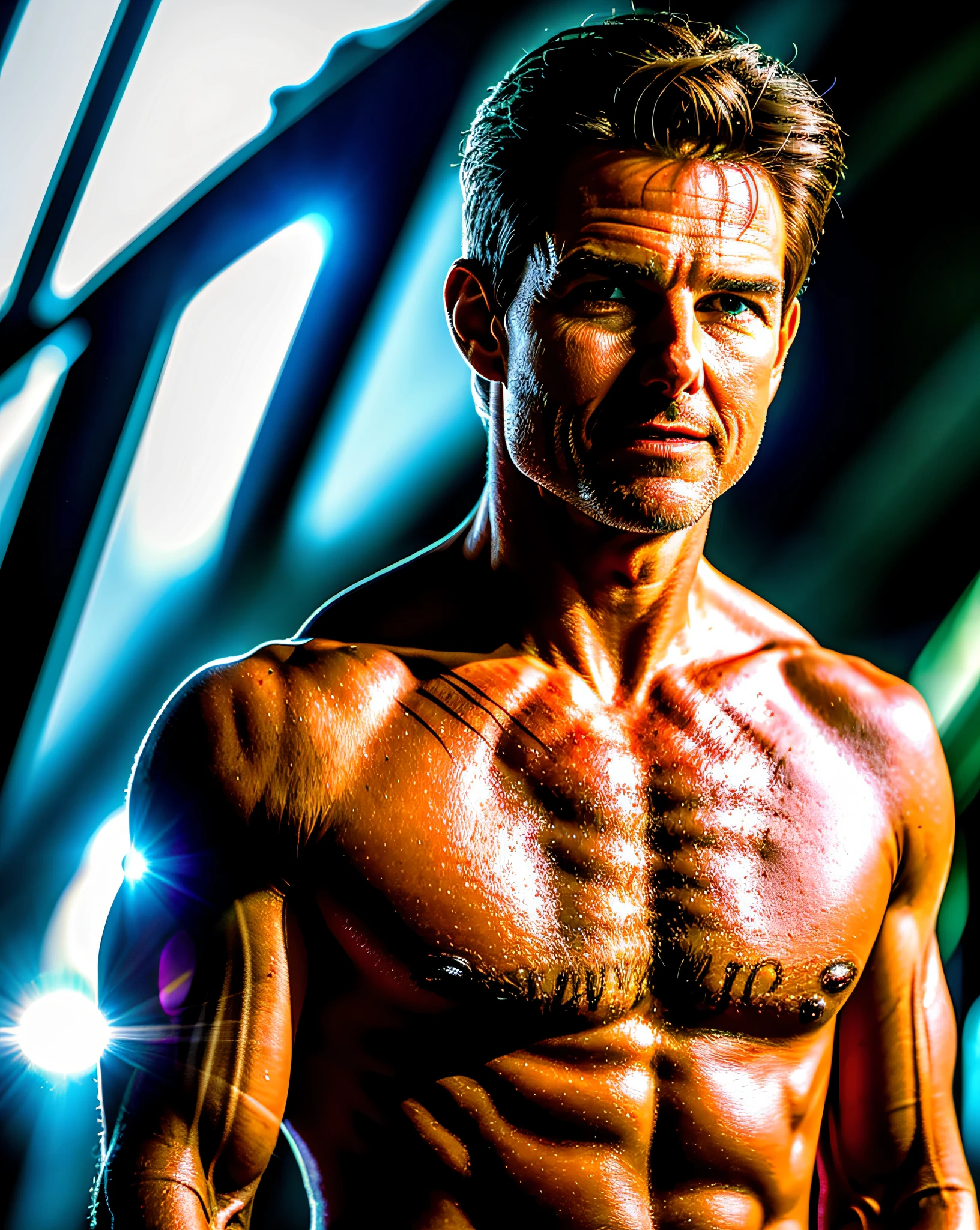Tom Cruise meio corpo, XF IQ4, 150MP, 50mm, ISO 1000, 1/250s, luz natural, Adobe Lightroom, photolab, Affinity Photo, PhotoDirector 365