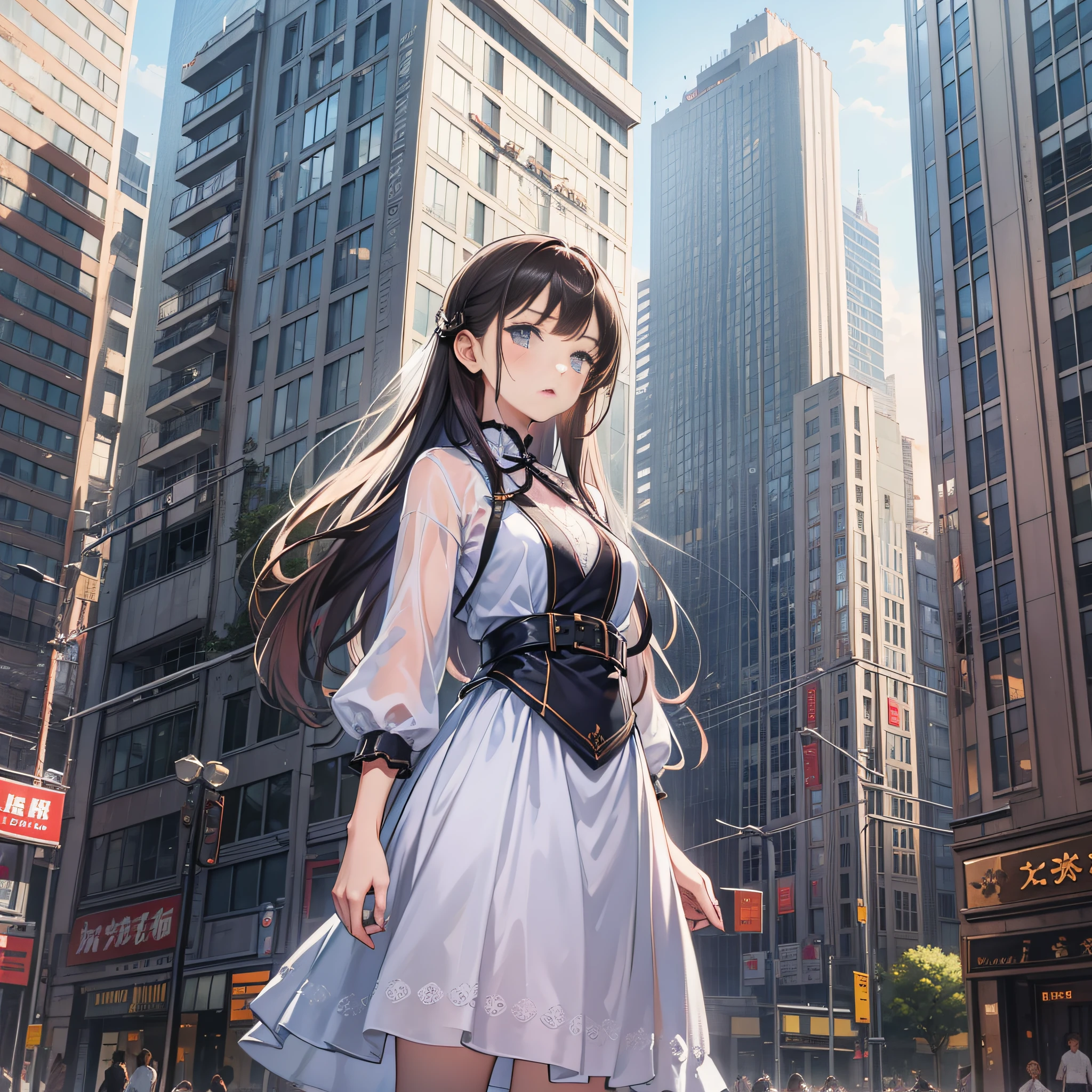 1girl,The same height as the building,8k,Masterpiece、