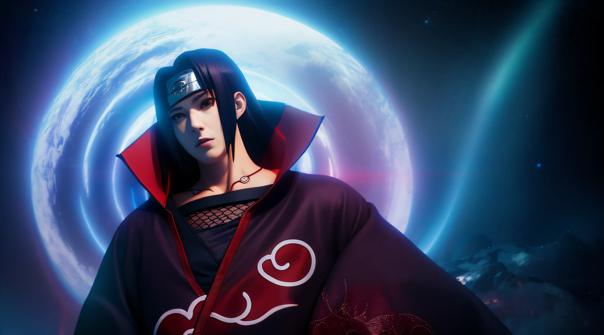 uchiha itachi atravessado um portal, tons suaves, cores calmas, (realista), detalhado, obra-prima, 8k, melhor qualidade, detalhado