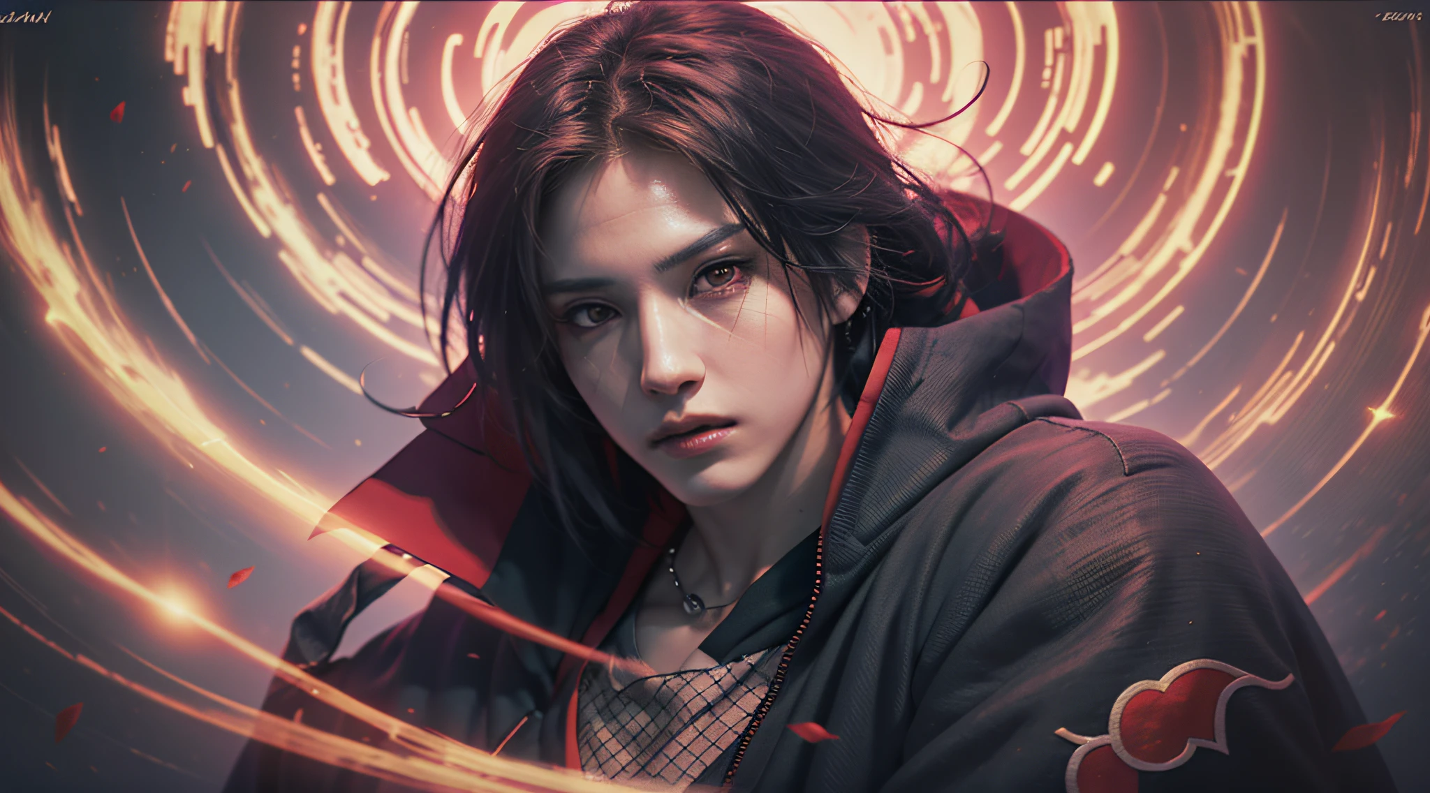 uchiha itachi atravessado um portal, tons suaves, cores calmas, (realista), detalhado, obra-prima, 8k, melhor qualidade, detalhado