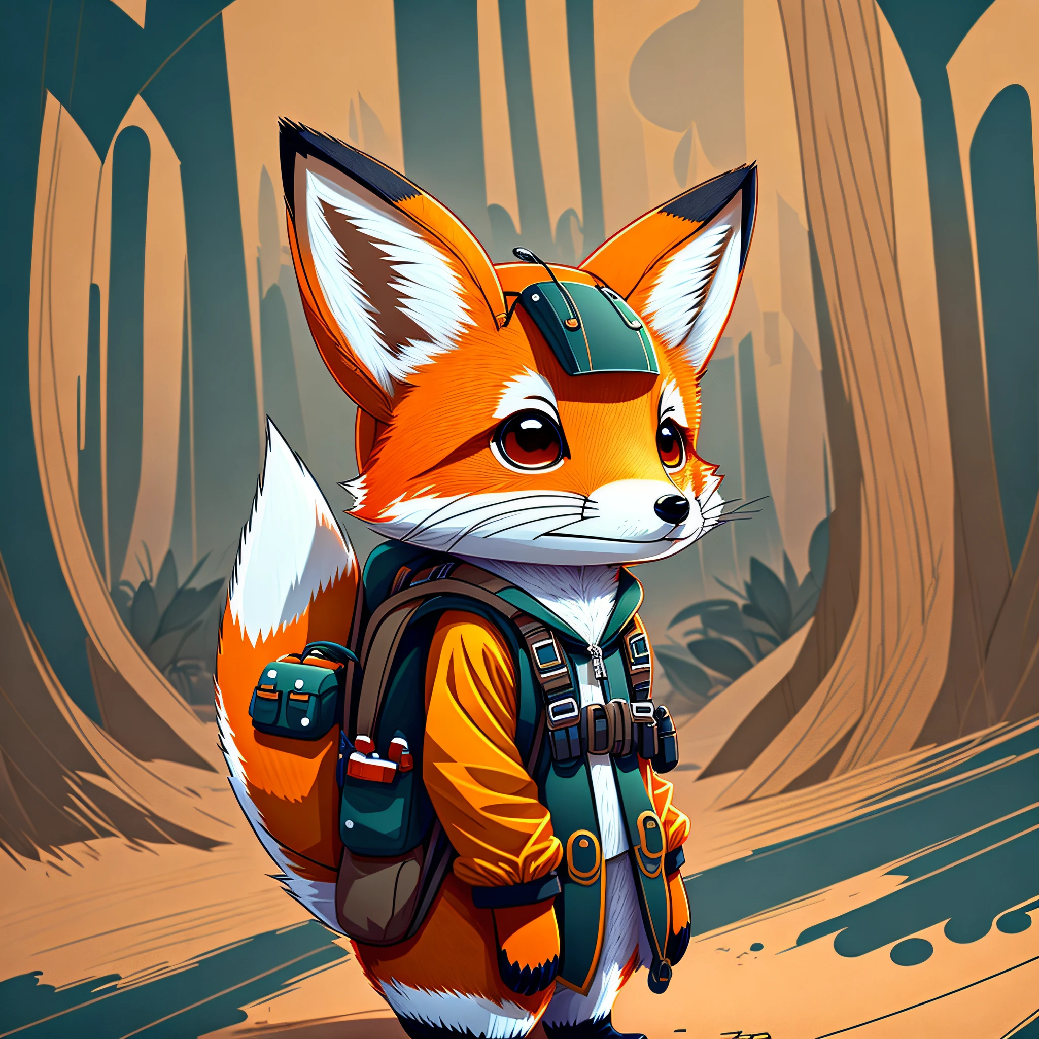 The Curious Little Fox in cartoon with backpack outfit --auto --s2