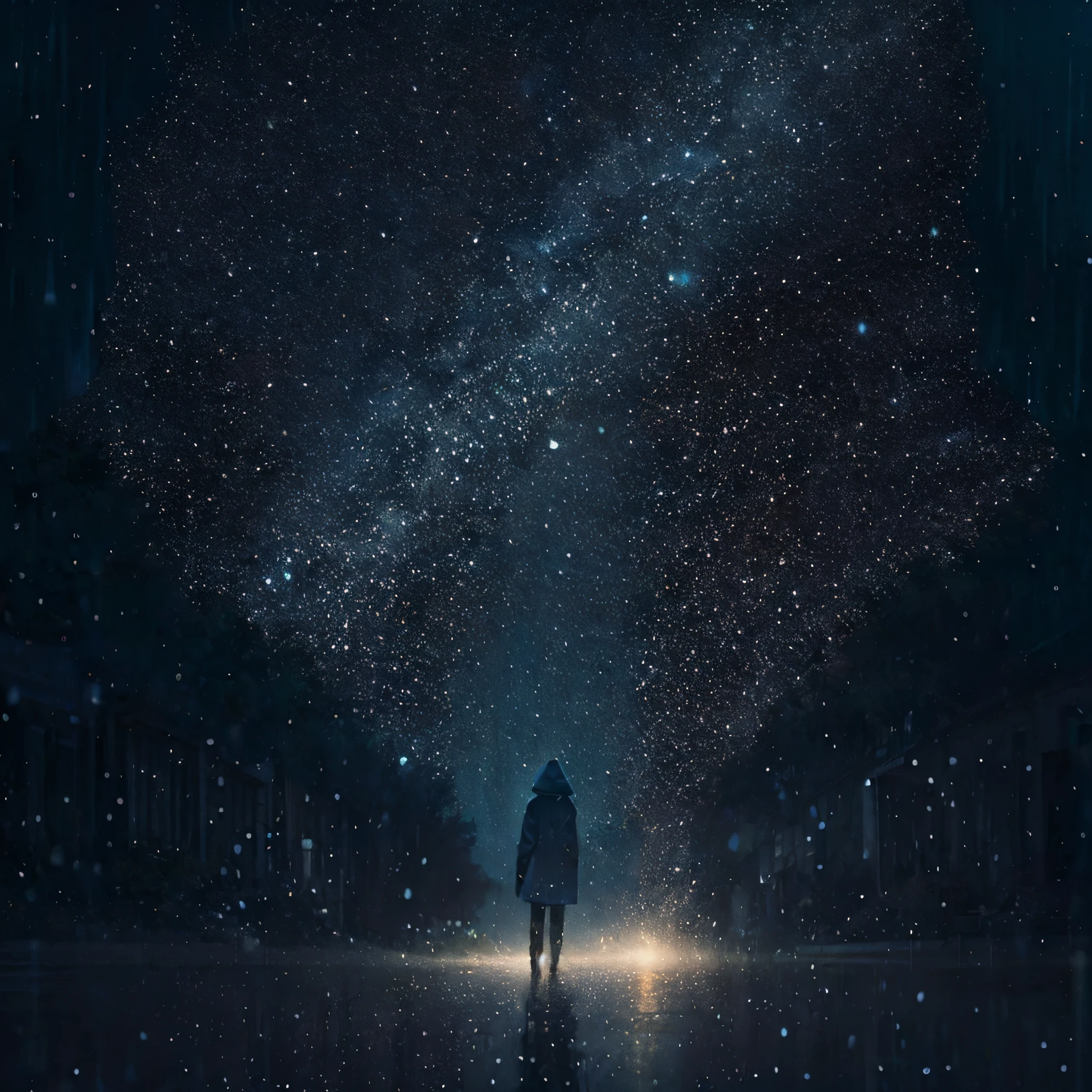 A woman is standing in the middle of a dark street with a light shining on her, em uma chuva de estrelas, concept art wallpaper 4k, Conceito Arte Digital, 3 d render beeple, Sobre a CGSeportence, cinematic beeple, CGSetnation ), Artgem e Beeple Masterpiece, CGSetnation 8k, CGSetnation 8 k, CGSetnation 8k, concept art 4 k