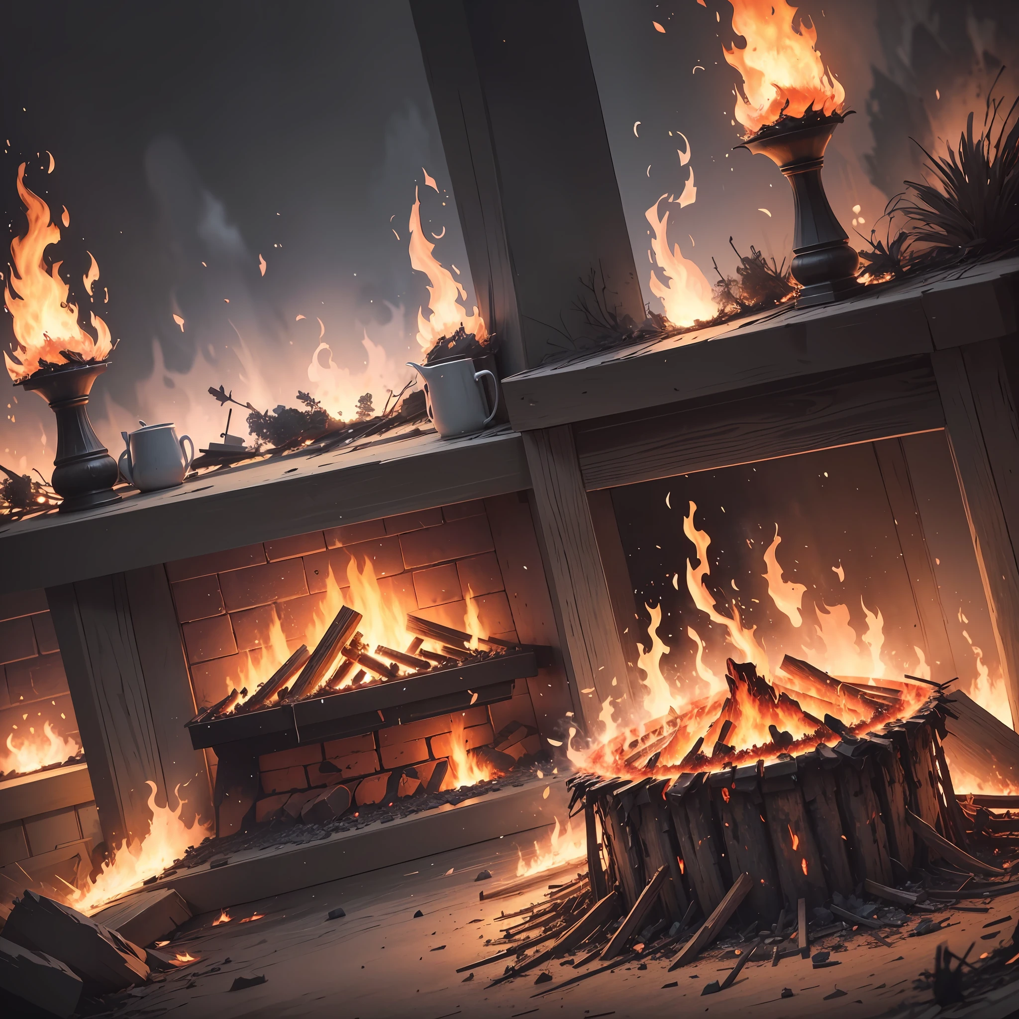 flame and smoldering debris logo --auto