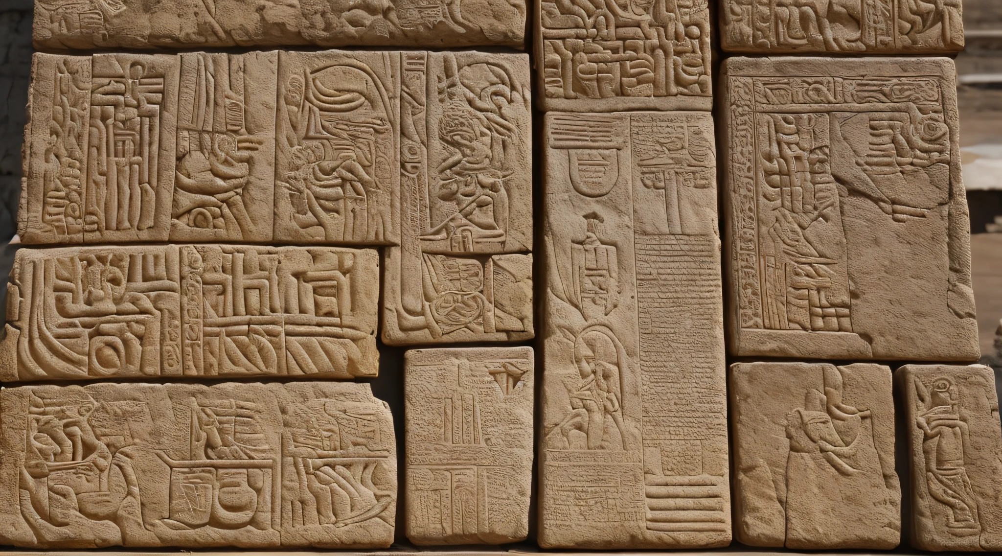 (8k, foto RAW, melhor qualidade, obra-prima), (realista, ultradetalhada), Ancient Babylonian cuneiform tablets