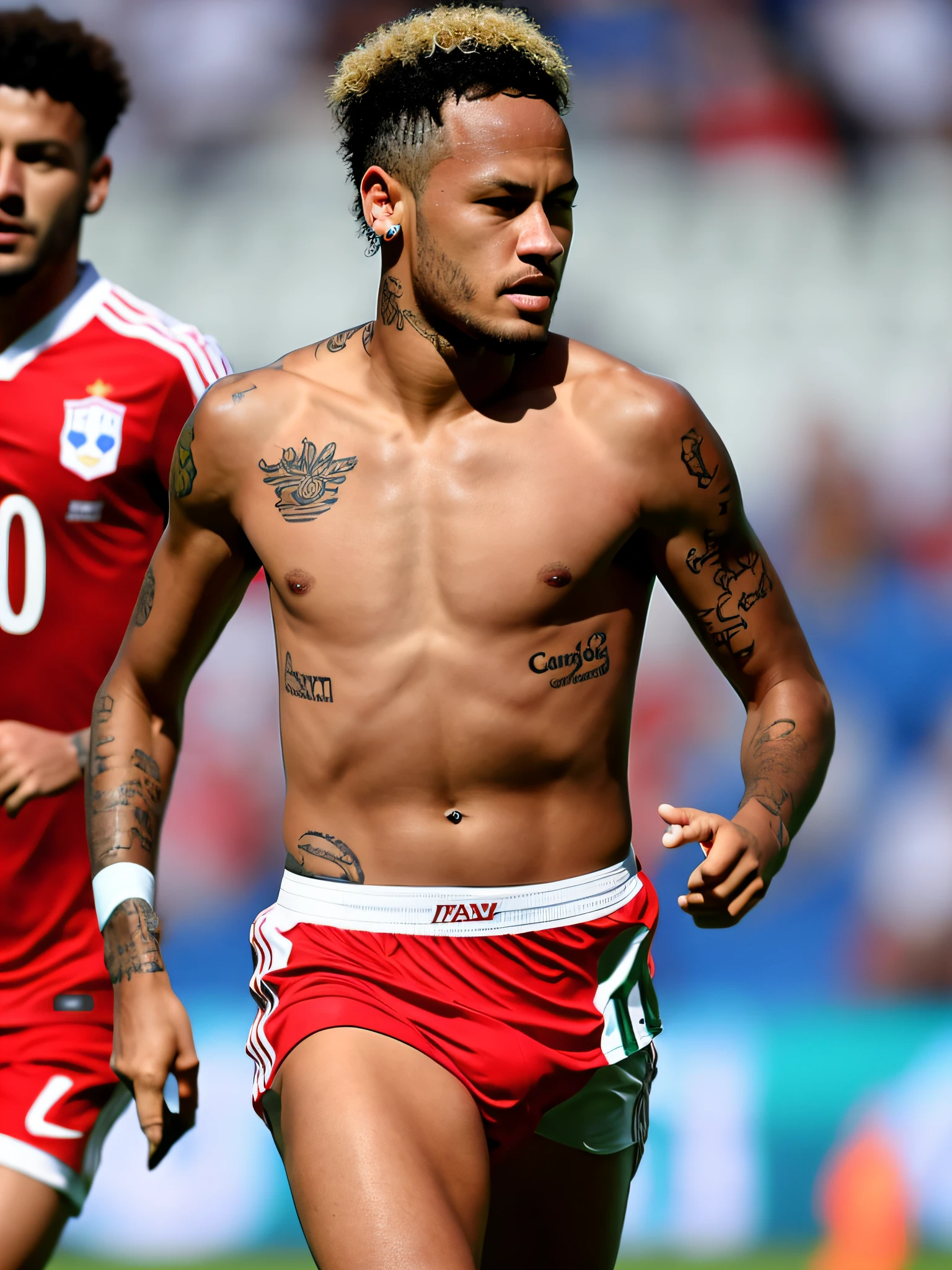 neymar, jogador de futebol, sem camisa, only in his underwear, no campo de futebol