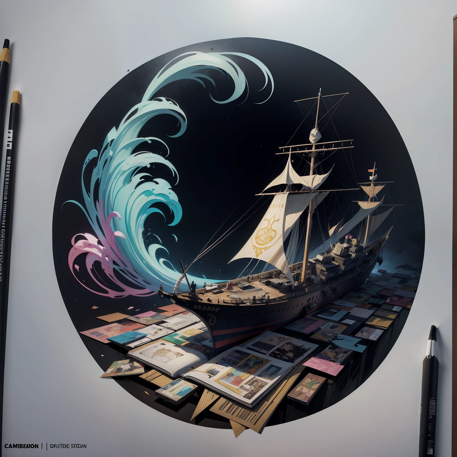 ships, coloring book, clean line art, no background, white, black, coloring book, sketchbook, free lines, on paper, A blend of comic book art and lineart full of natural color,masterpiece, high-resolution, acrylic painting, trending on Pixiv fan box, palette knife, and brush strokes, colors, two-dimensional, planar vector, T-shirt design, stickers, colorful splashes, and T-shirt design, Studio Ghibli style, soft tetrad color, vector art, fantasy art, watercolor effect, Alphonse Mucha, Adobe Illustrator, hand-painted, digital painting, low polygon, soft lighting, aerial view, isometric style, retro aesthetics, focusing on people, 8K resolution --auto