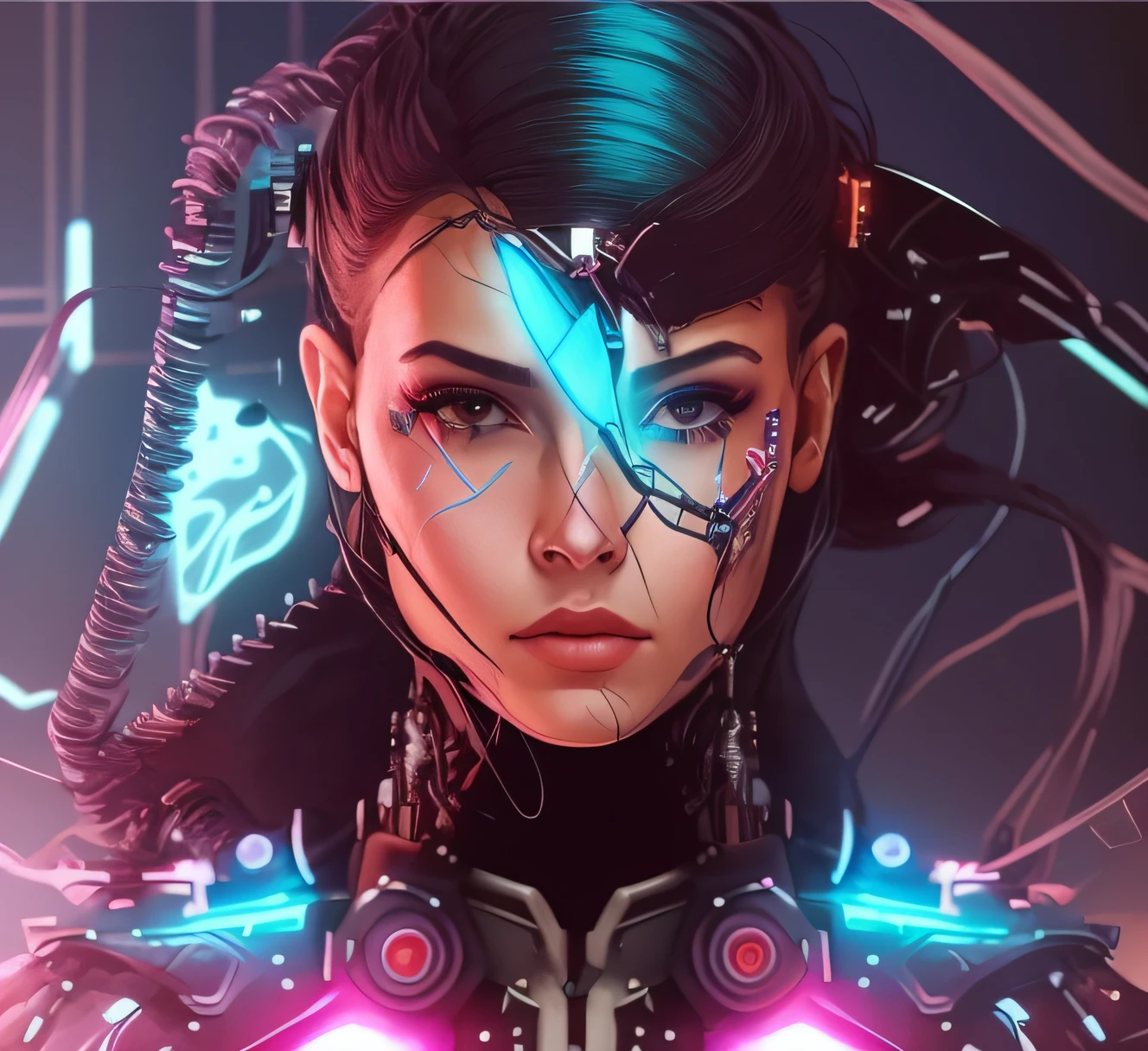 a close up of a woman with a futuristic head and a futuristic suit, ciborgue - , menina, menina bonita ciborgue, menina ciborgue, cara bonita da menina cyberpunk, perfect cyborg female, ciborgue mulher, Jovem senhora Cyborg, cyberpunk menina bonita, menina ciborgue bonita, O retrato da menina cyberpunk, Retrato de um ciborgue cyberpunk, menina ciborgue bonito, Retrato detalhado de um ciborgue