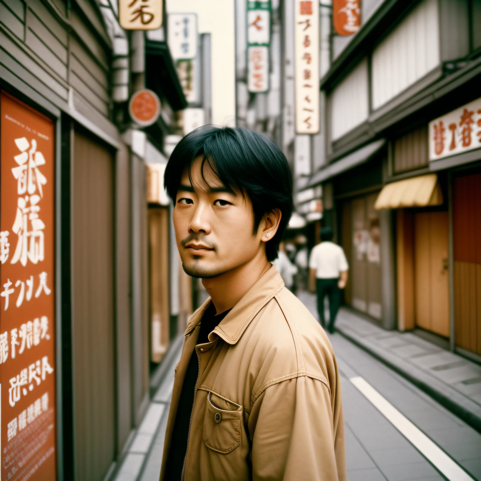 retrato de 1980, Taiga Nakano, 1 homem, japanese guy, film grain, paisagem japonesa