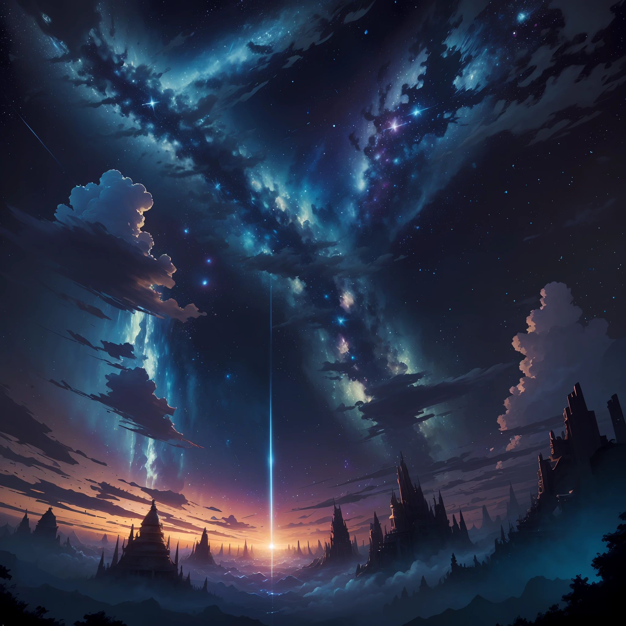 ridiculous resolution, high resolution, (masterpiece:1.4), super detailed, stars, seen from above, space, floating, --auto --v 6