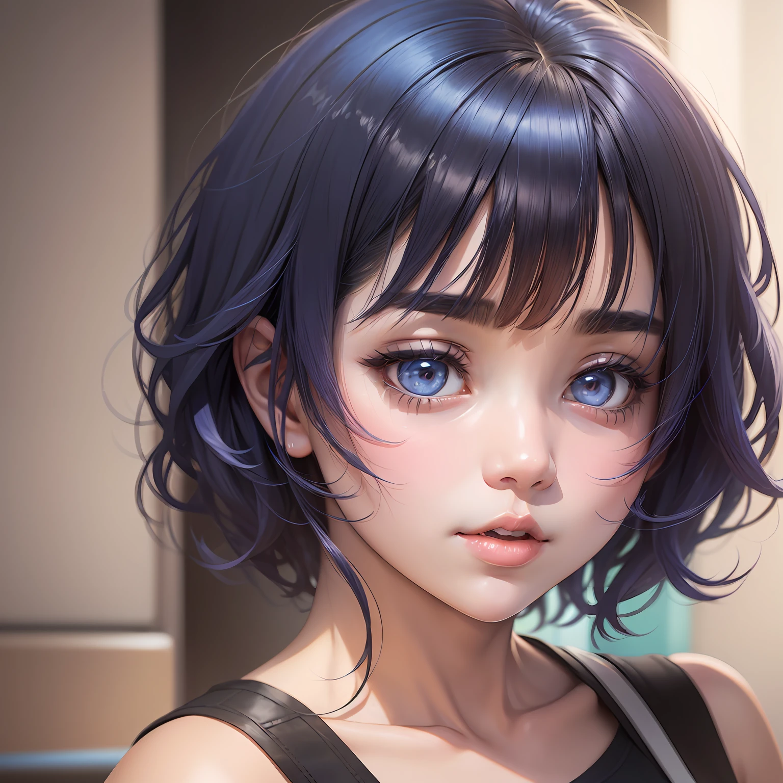 (Photorealistic:1.4), (Masterpiece, Sidelight, Fine Beautiful Eyes: 1.2), Masterpiece*Portrait, Realistic, 3D Face, Luminous Eyes, Glossy Hair, Glossy Skin, Alone, Embarrassing, (Epigastric), Black Underwear, Blonde Hair,