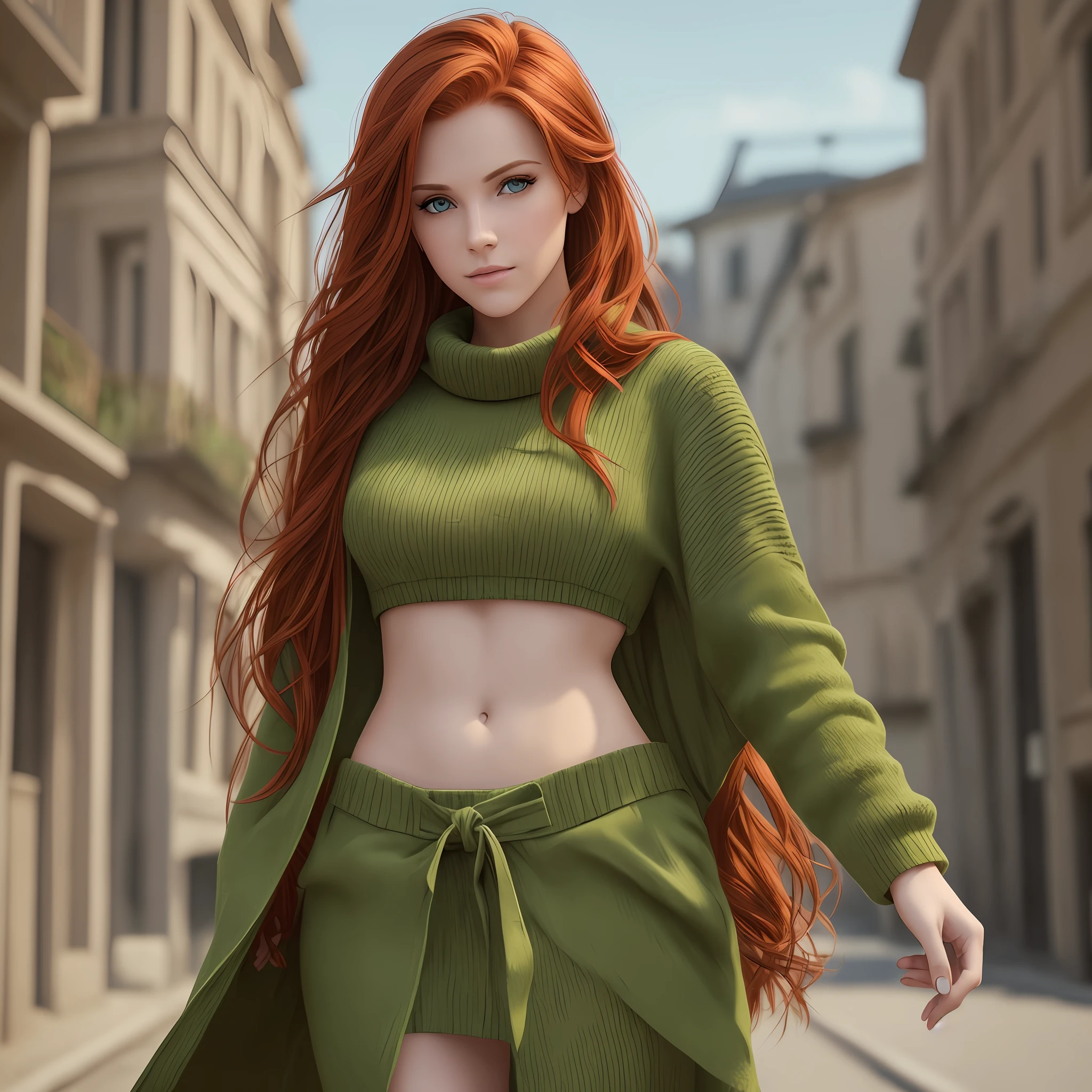 Woman, redhead, attractive, green eyes, realistic, 8k --auto --s2
