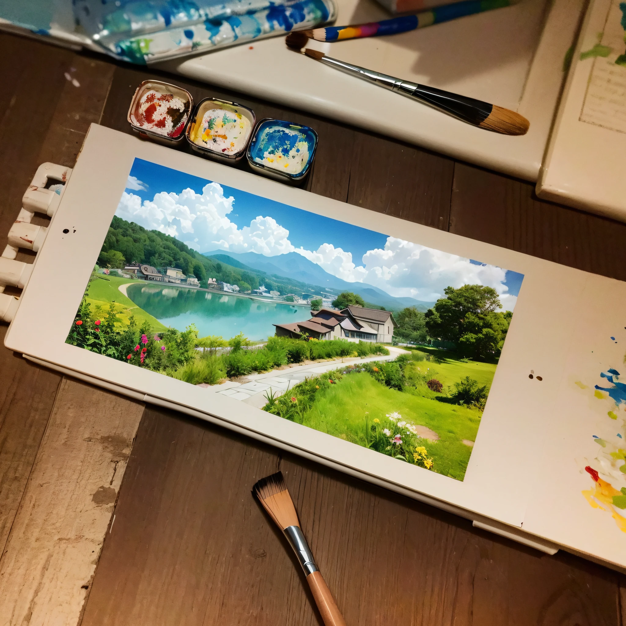 Paint a picture of a landscape man's home,Draw with your heart,Let the colors do the embellishment,Outline with brush strokes。 --auto