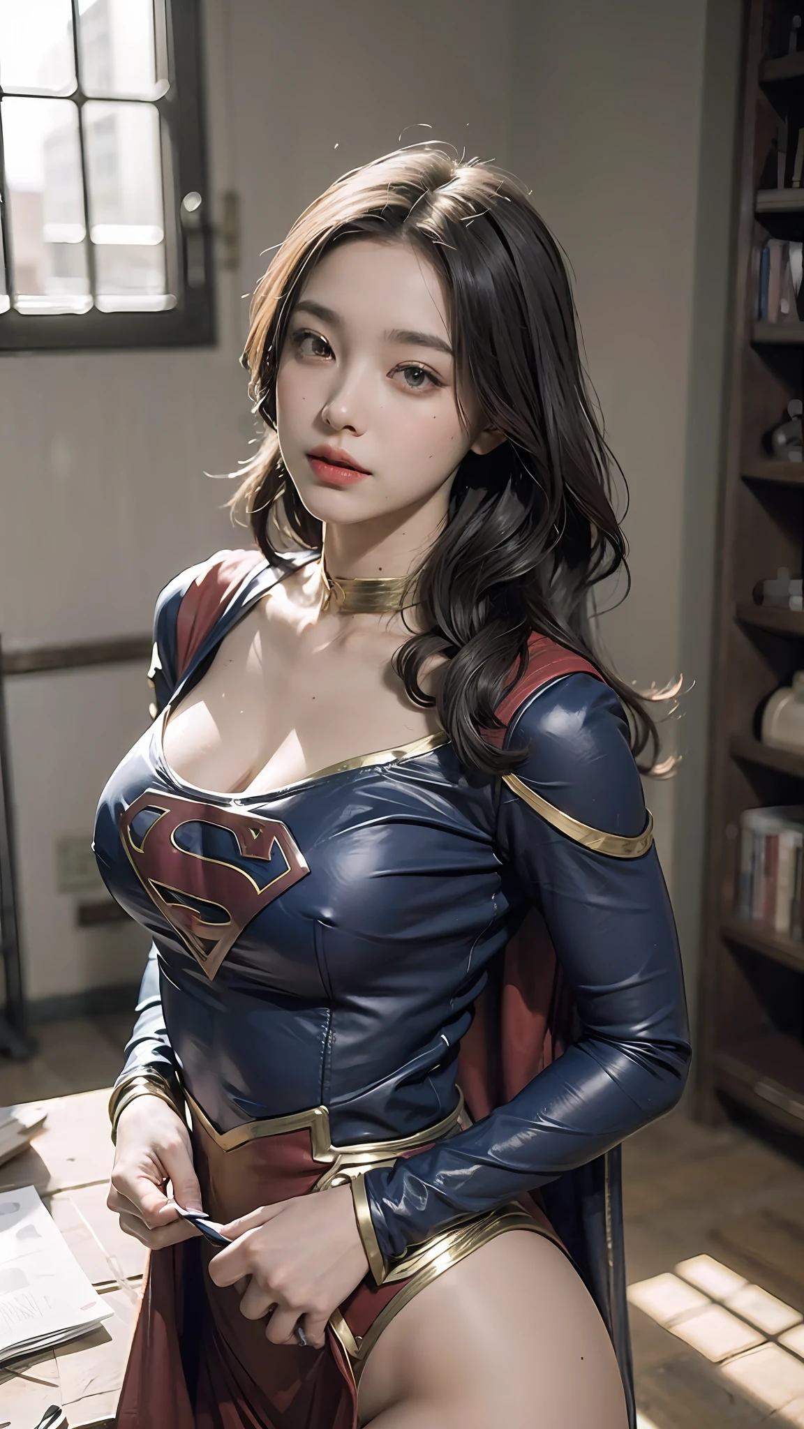 Woman body set big breasts, Supergirl costume dress