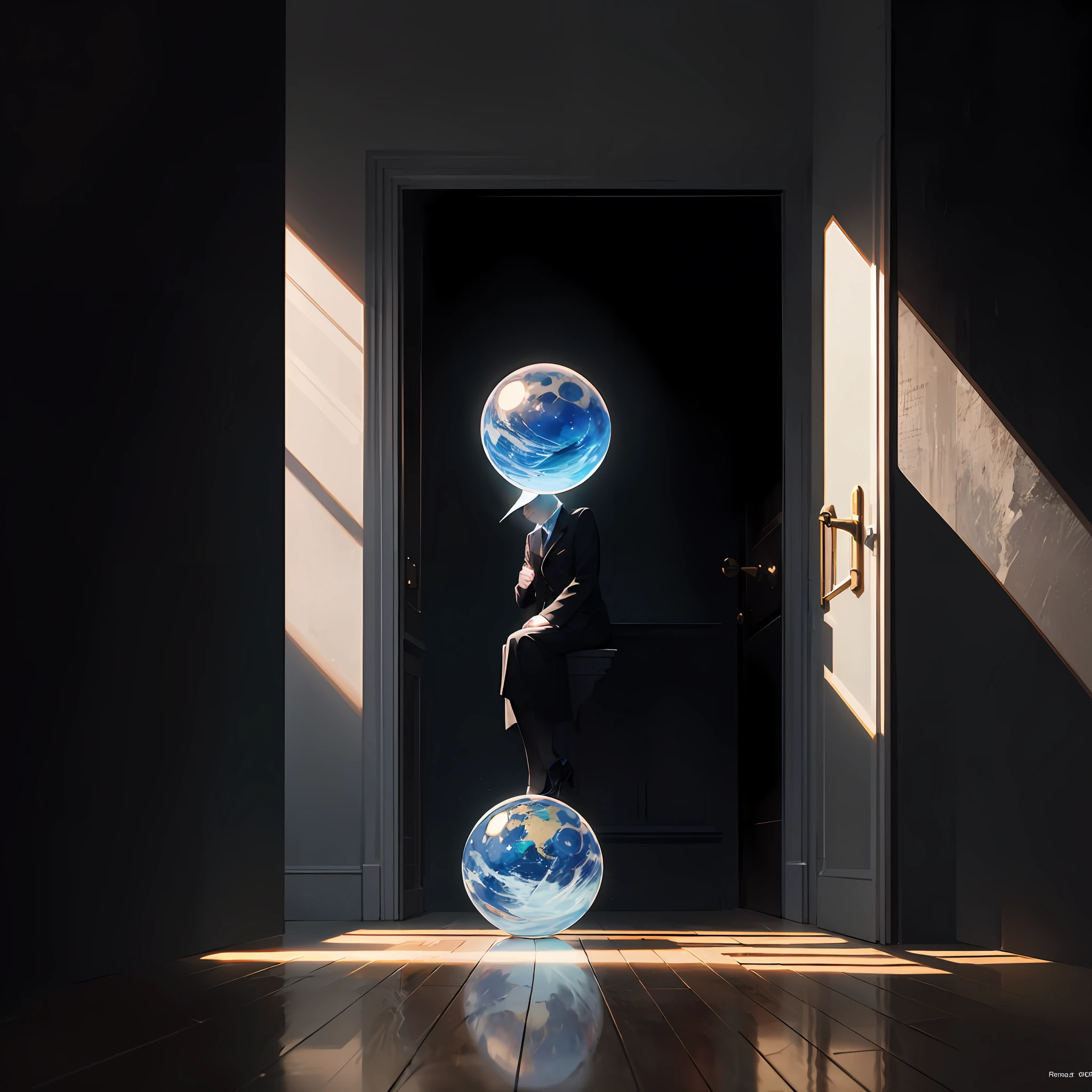concept artwork, Salvador Dali+Rene Magritte+Architectural Art + b/w photography by Pierre Verger / style fusion /Eyeless man with sad expression sitting on a marble cube floating over the sea
/ mystical and spiritual atmosphere / dark tones / supernatural/Macro lens/Surreal juxtapositions/ Surrealism--ar 1080:1350 --c 12 --auto