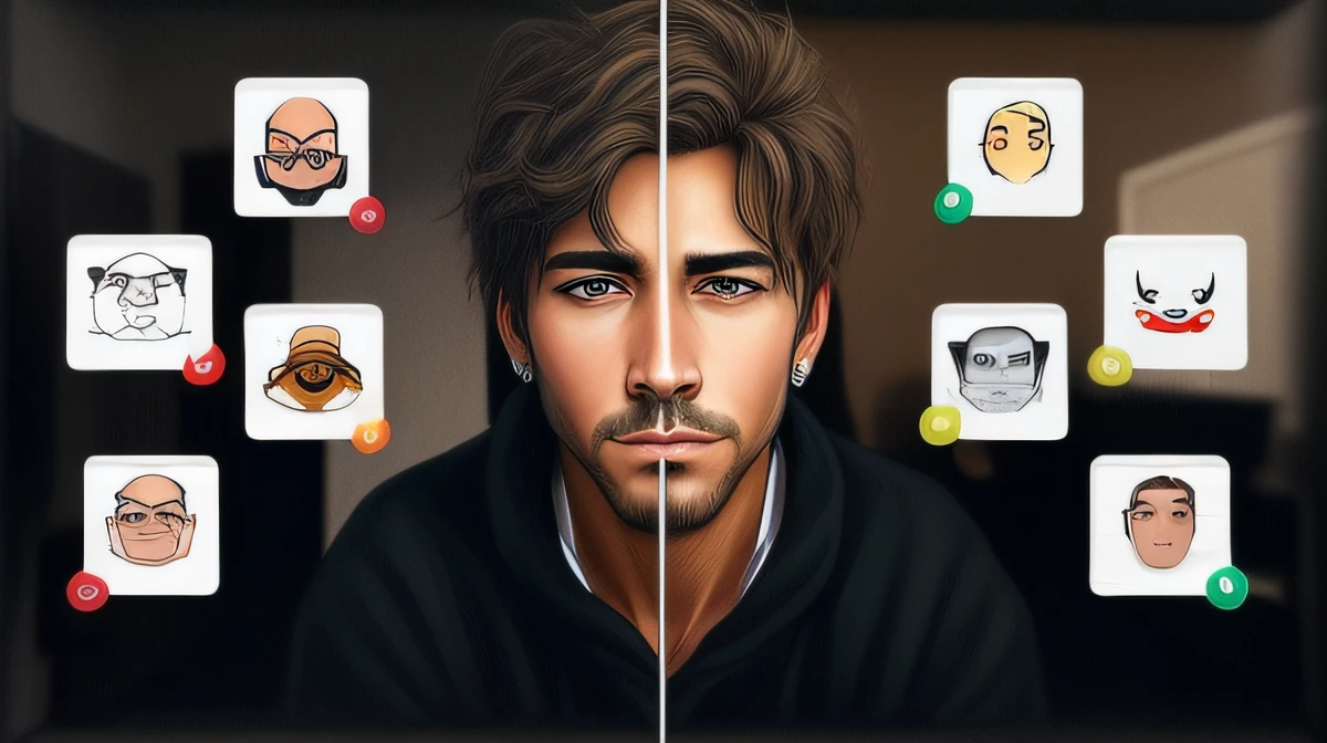 there are two pictures of a man with different facial expressions, retrato de alta qualidade, filtros e efeitos badass, homem hiperrealista, altamente preciso, Estilo de arte realista, accurate depiction, retrato colorido, estilo realista, resultado de fotografia altamente detalhado, rostos ultra realistas precisos, realistic body features and face, stoic, retrato da vida real, highly accurate facial features, retoque profissional