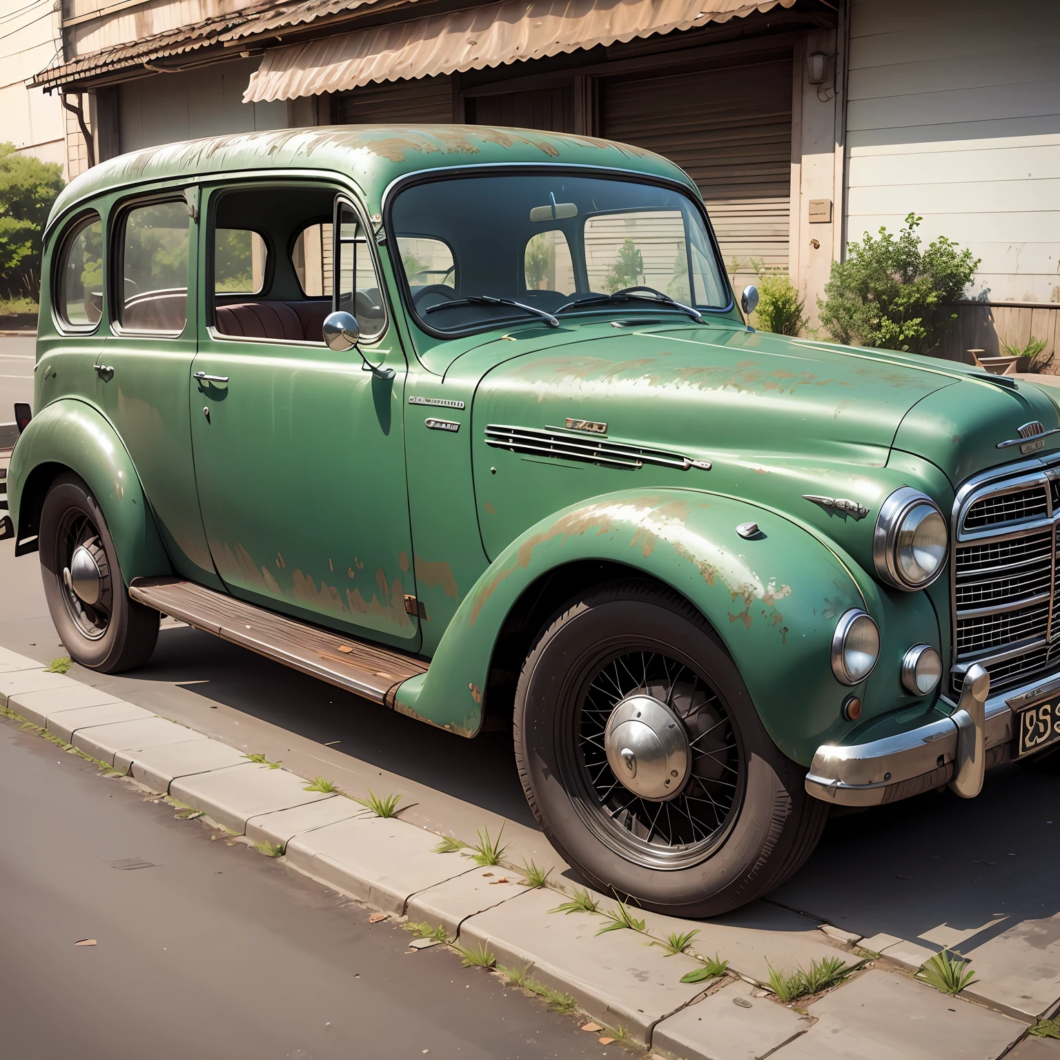 Você está passeando por uma rua tranquila quando avista um clássico Citroën Traction Avant 1939 estacionado na calçada. Com seu design elegante, curved lines and rounded headlights, The car looks flawless in its metallic gray paint. Chrome steel wheels complete the vintage look of the vehicle.

You approach the car and notice the carefully preserved details. Citroën's chrome emblem shines in the sunlight, enquanto o para-Slightly sloping breeze adds a touch of charm to the classic sedan. Door handles and side mirrors, also chrome plated, These are small details that highlight the elegance of the vehicle.

Curioso para ver o interior, You open the driver's door and are greeted by a spacious and luxurious interior. The soft leather seats are fine-preservados, providing a comfort that contrasts with the technology of the time. O volante de madeira, with its classic form, is perfectly positioned to give a sense of precise steering. hight resolution --auto
