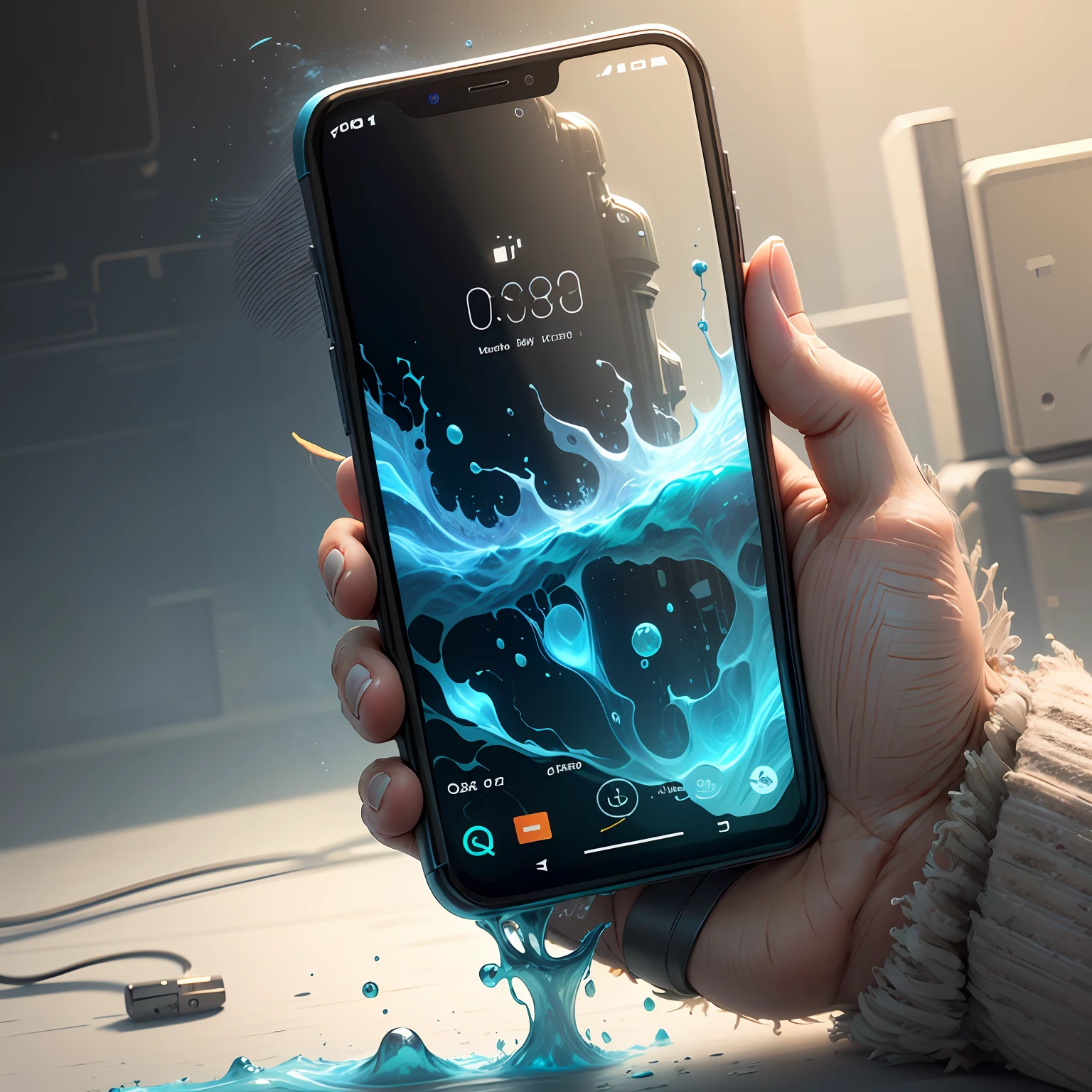 make a phone device that has 6.81-inch OLED display with 120Hz refresh rate and HDR 10+ screen, Polycarbonate body with nano texture body, Black, white, blue, green colors, IP68 water and dust resistance for features, 4K, high-res, super detail --auto