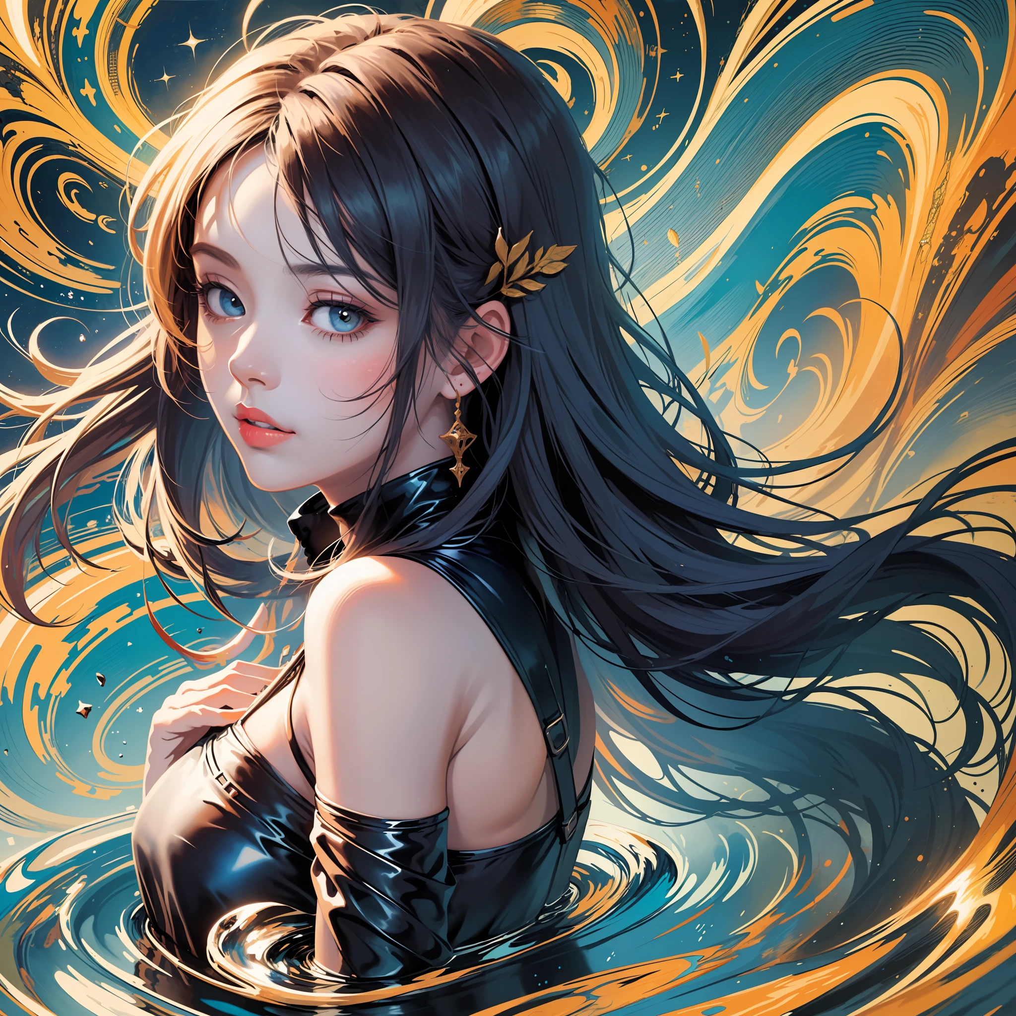 (flat color:1.3),(colorful:1.3),(masterpiece:1.2), best quality, masterpiece, original, extremely detailed wallpaper, looking at viewer,1girl,solo,floating colorful water