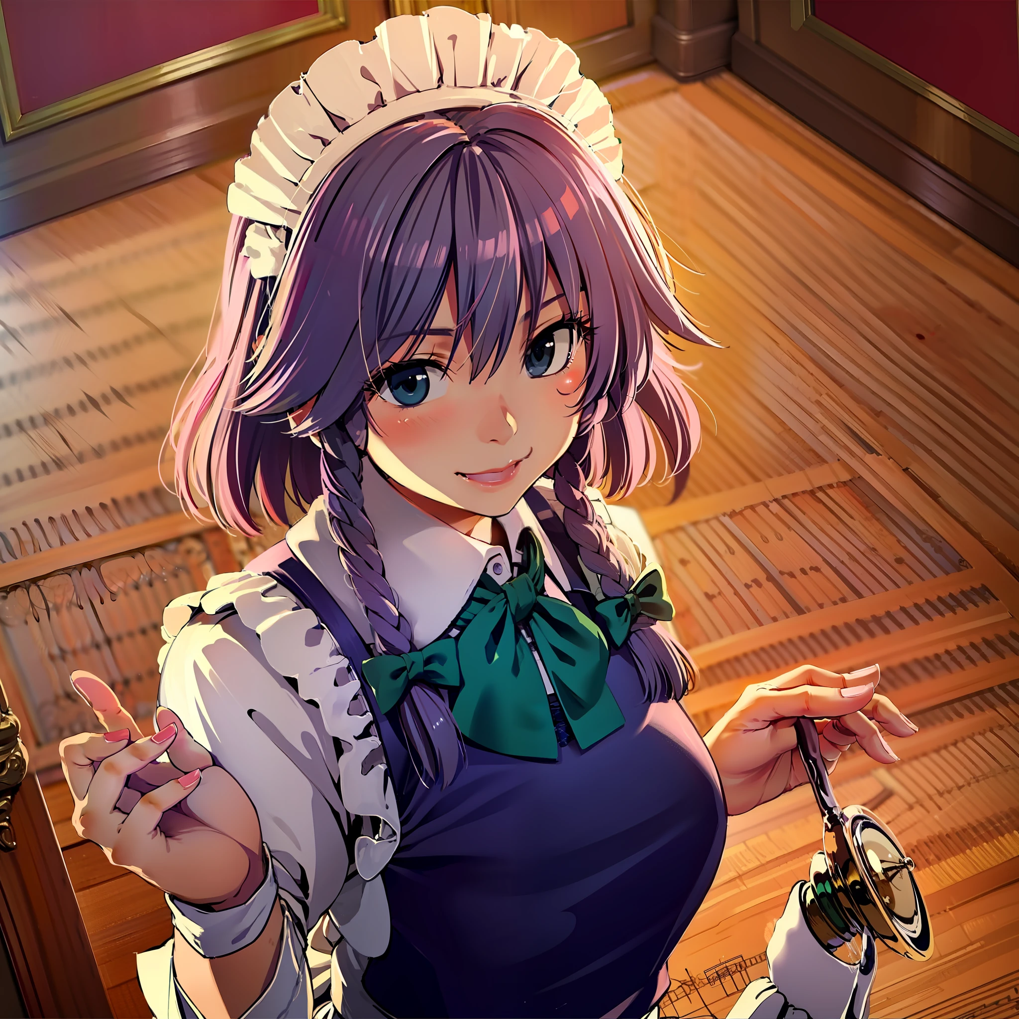 Izayoi Sakuya,solo、、、、smileing、、,Braids,sthe highest qualit