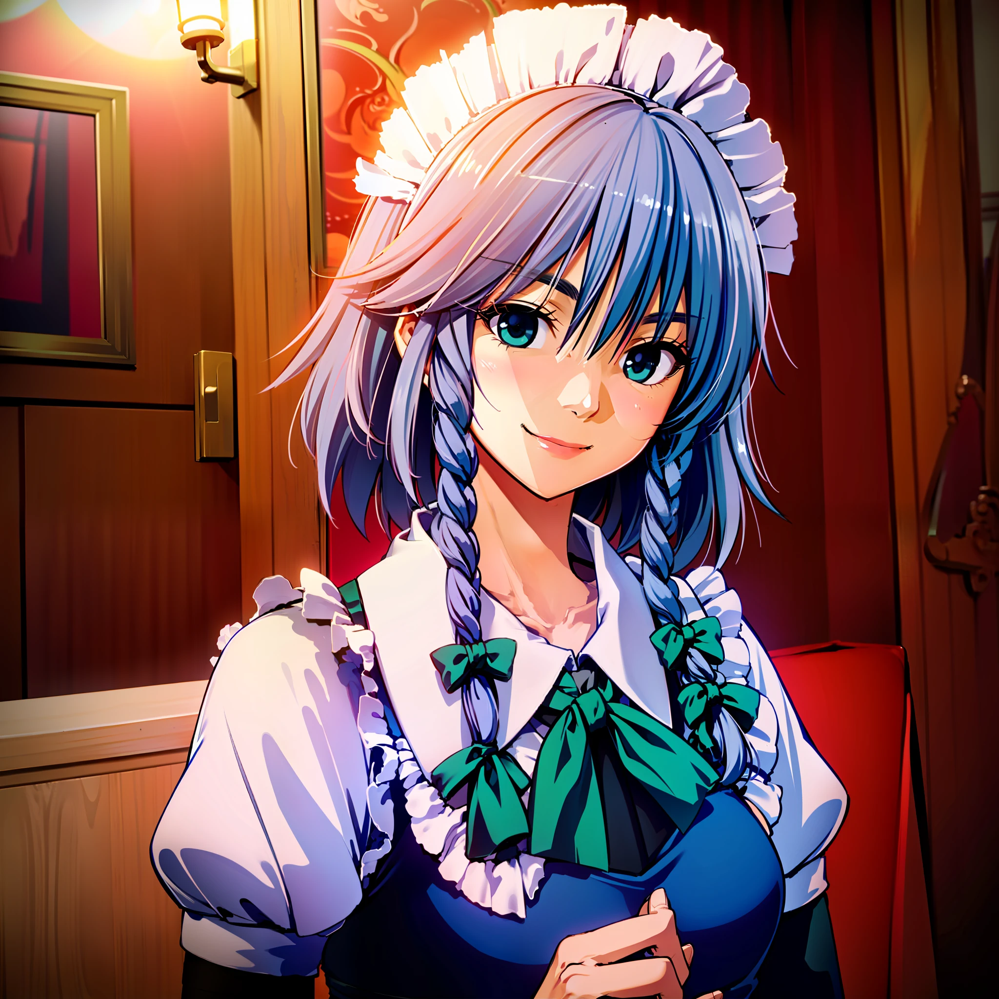 Izayoi Sakuya,solo、、、、smileing,piece、、,Braids,sthe highest qualit