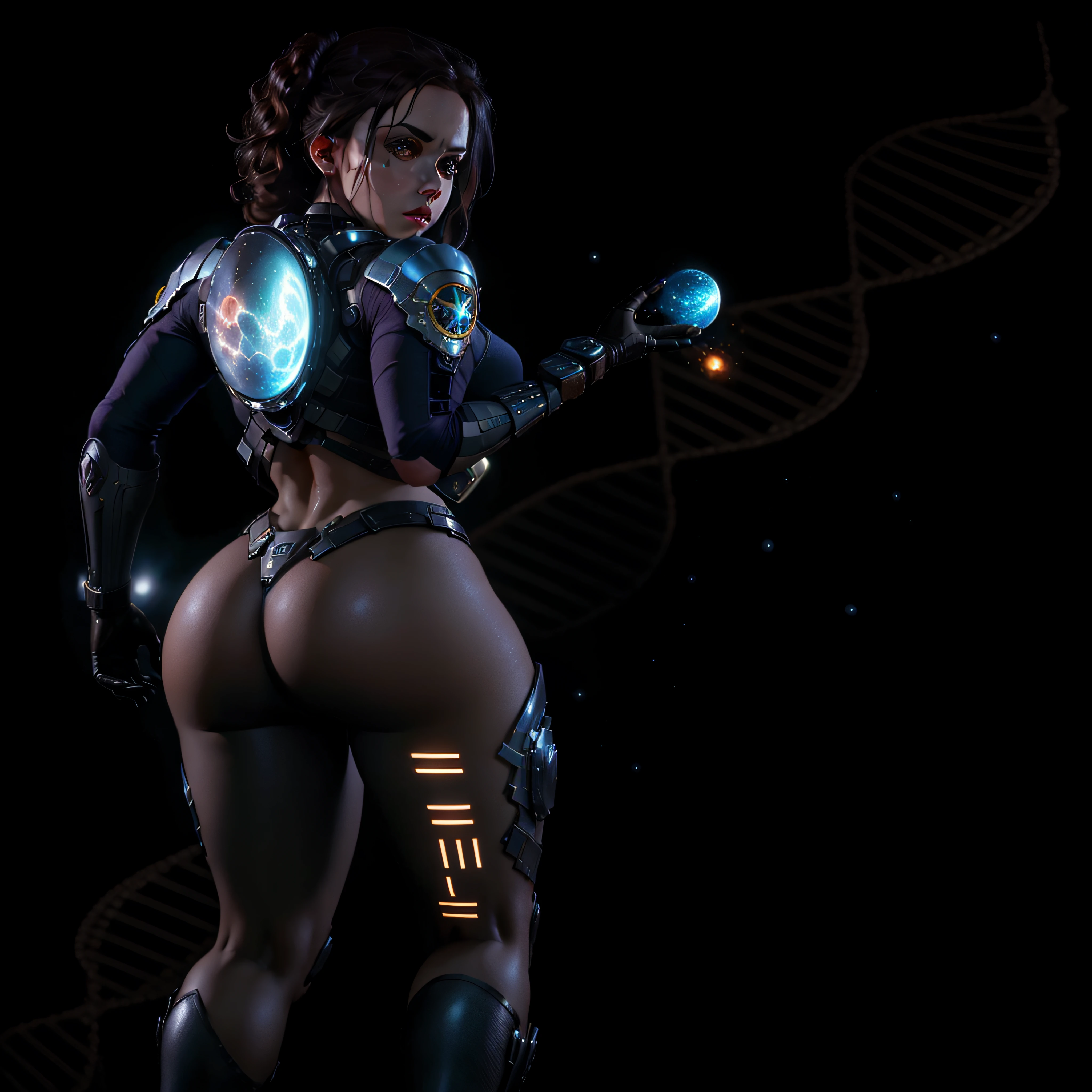 Highly detailed RAW color Photo, beautiful young girl, dynamic pose, (wide hips), (detailed skin), (detailed lips), (detailed eyes), (cosmic:1.4), (necropolis:1.1), (Sci-Fi setting) (detailed face), (curvy), detailed eyes, chromatic aberration, depth of field, soft lighting, masterpiece, best quality, intricate, (lens flare:0.7), (bloom:0.7), particle effects, raytracing, tone mapped, highly detailed, concept art, smooth, sharp focus, dramatic lighting, highly detailed artwork, cinematic, hyper realistic painting, trending on Artstation, 8K, incredible shadows, realistic, (highly detailed background:1.2), art by midjourney