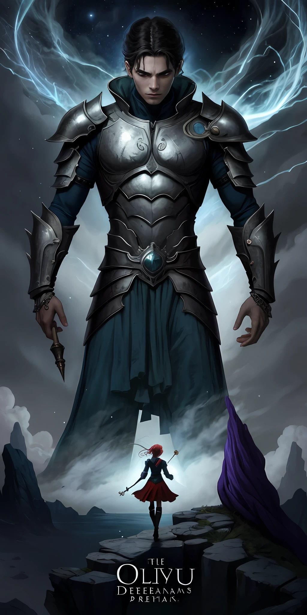 "Imagine a dazzling and captivating cover for an epic fantasy book titled 'O Despertar dos Reinos Perdidos'. The cover should be visually impactful and attract the attention of readers. Create a fascinating setting with mystical elements, such as ancient ruins and centuries-old trees. Highlight a brave hero and a fearless heroine in the foreground, dressed in gleaming armor and wielding legendary weapons. The hero must be holding a powerful staff, emanating magical energy, while the heroine wields a gleaming sword with skill and dexterity. In the sky, coloque uma lua cheia e estrelas brilhantes, conveying a magical atmosphere. The title 'The Blade and the Staff' deve ser exibido em uma fonte imponente e elegante, with details reminiscent of ancient runes or symbols. Ensure the cover conveys the feeling of impending adventure, Mystery and an epic journey through the lost realms, with the two heroes working together to overcome challenges and save the world."