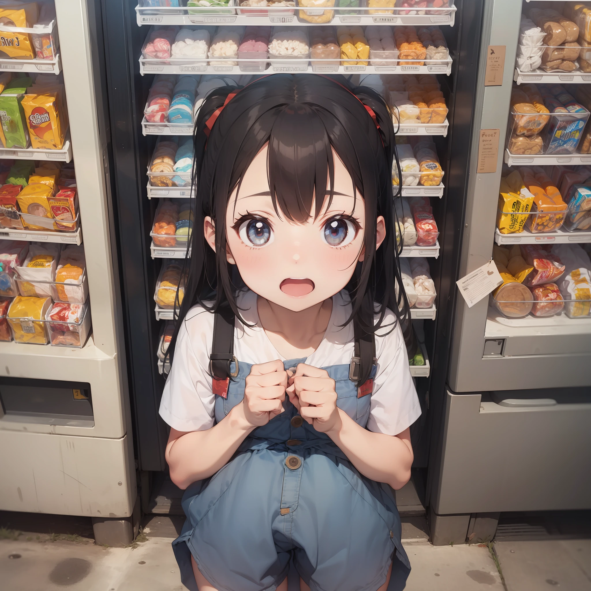 Rabbit-eared girl In front of the vending machine Embarrassed face