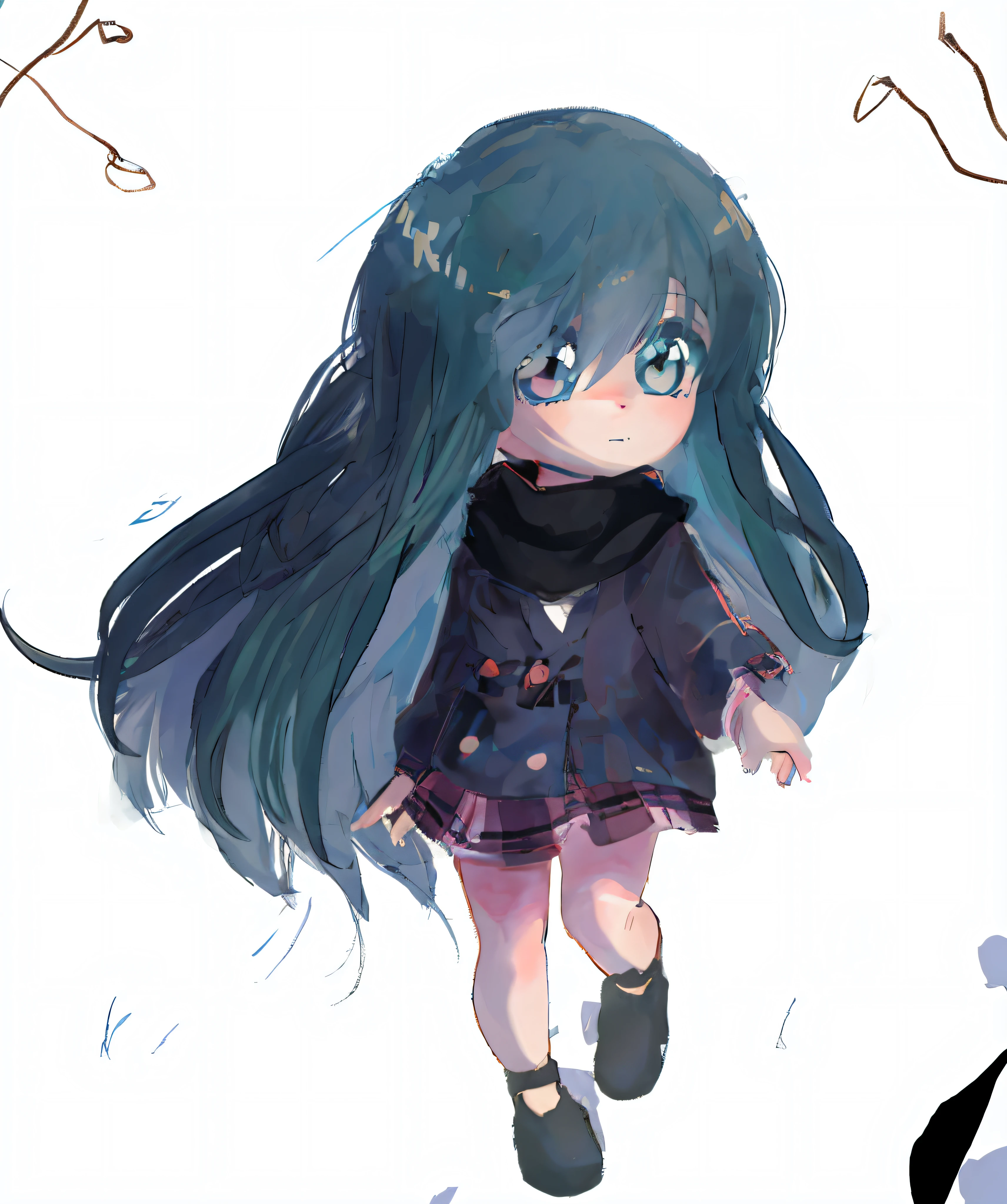 anime girl with long blue hair and black boots walking in the snow, anime moe artstyle, anime girl with teal hair, anime stylized, cute anime girl, small curvy loli, anime artstyle, flat anime style shading, chibi girl, stylized anime, in an anime style, small li girl, anime girl, cute art style, chibi anime girl