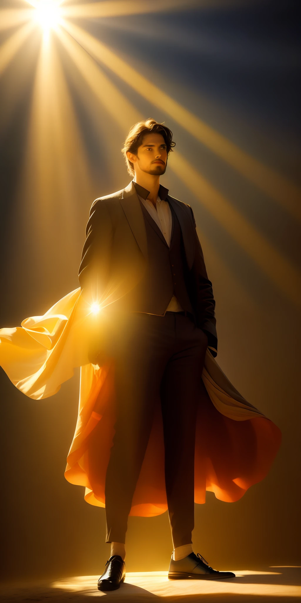 Ultra alta calidad,the best possible resolution, hermosa Pintura,A man with a figure shining brighter than the sun, vestiduras reales,sentado en su trono