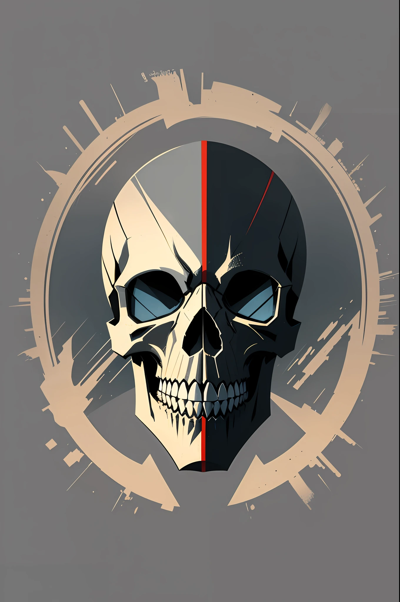 a skull skull from the front, medieval soldier style, vector art, flat image, 2d, dull, full color, vectorized --auto --s2
