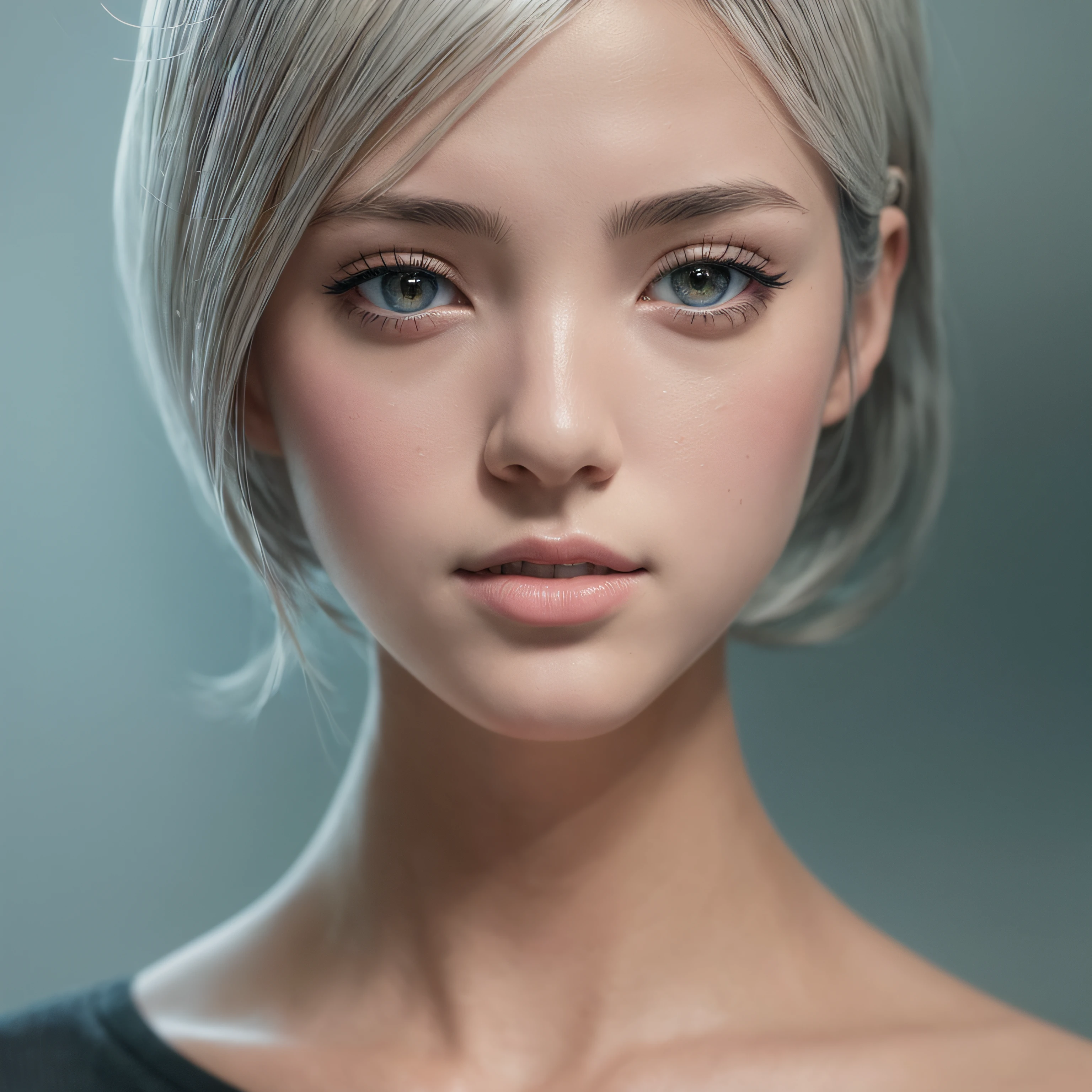 fotografia realista, fotorrealista, realismo, contraste, fotografia, obra prima, cyborg , ethereal beauty, ethereal, ultra realista, Como uma Yael Shelbia, 3d, renderização 3d, porcelana, Melhor qualidade, anatomia humana, cabelos reais, cabelos curtos, Asymmetrical Cut Hair, cabelo em movimento, seios enormes, anatomia humana, posando para foto, translucido, (ethereal, Sonho), formidable, papel de parede 8k, Realistic Textures Dramatic Lighting, Trending na Art Station Cinestill 800 --auto