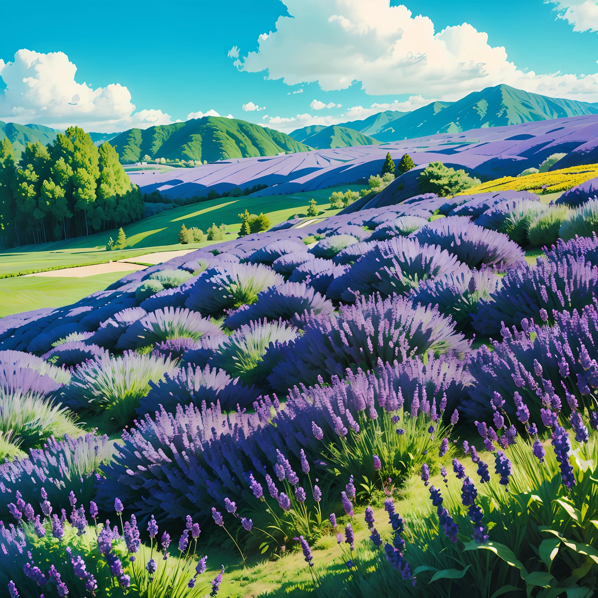 Lavender field beautiful realistic landscape --auto