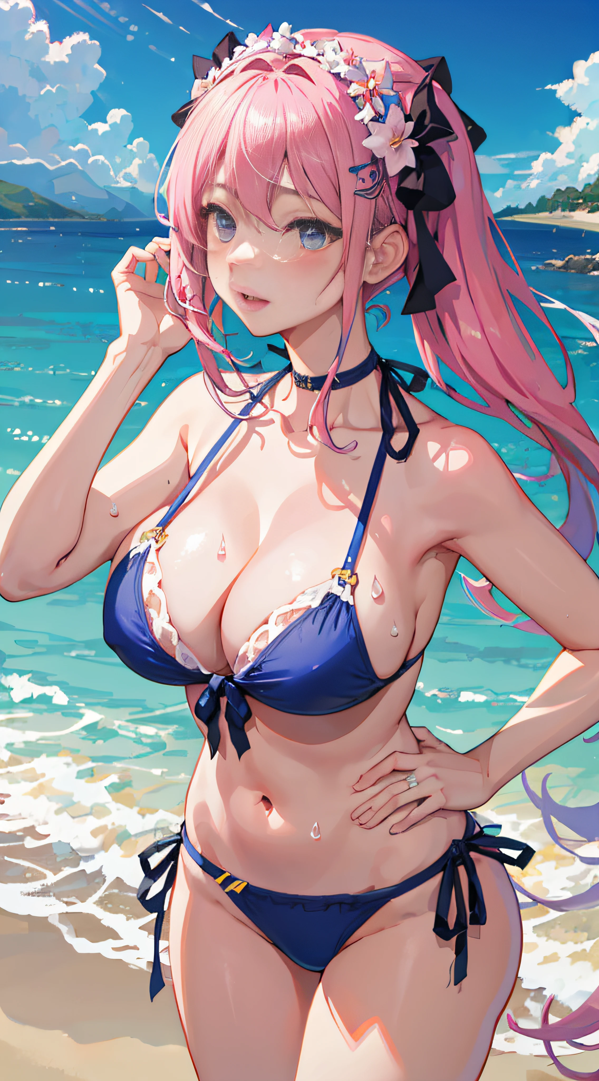 (Exposed)、With large areola、very pretty、Woman in swimsuit、Animated image of a woman、Wearing sweat,、Chest grooming、Cute sexirobat、 【4Kデジタルアート】!, 3DCG, High-resolution commissions, Giant Tess Art, Detailed digital anime art drawn in high resolution,titsjob、Erotic