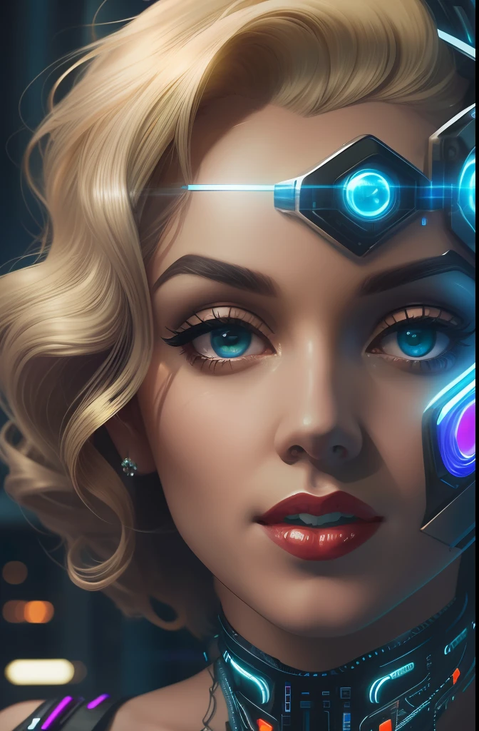 mulher , Marilyn Monroe, ((cyberpunk)), (corpo inteiro), (vestido branco), Robotic details, Estilo Marilyn Monroe, Sam Shaw, Coceira de sete anos, symmetrical face, realista, futurista, cidade futurista, noite, luzes futuristas, alto detalhe, cinematic lighting, reflection light, macro foto, pele texturizada, super detalhe, Detalhes altos, de alta qualidade, 8k, HD, 8k