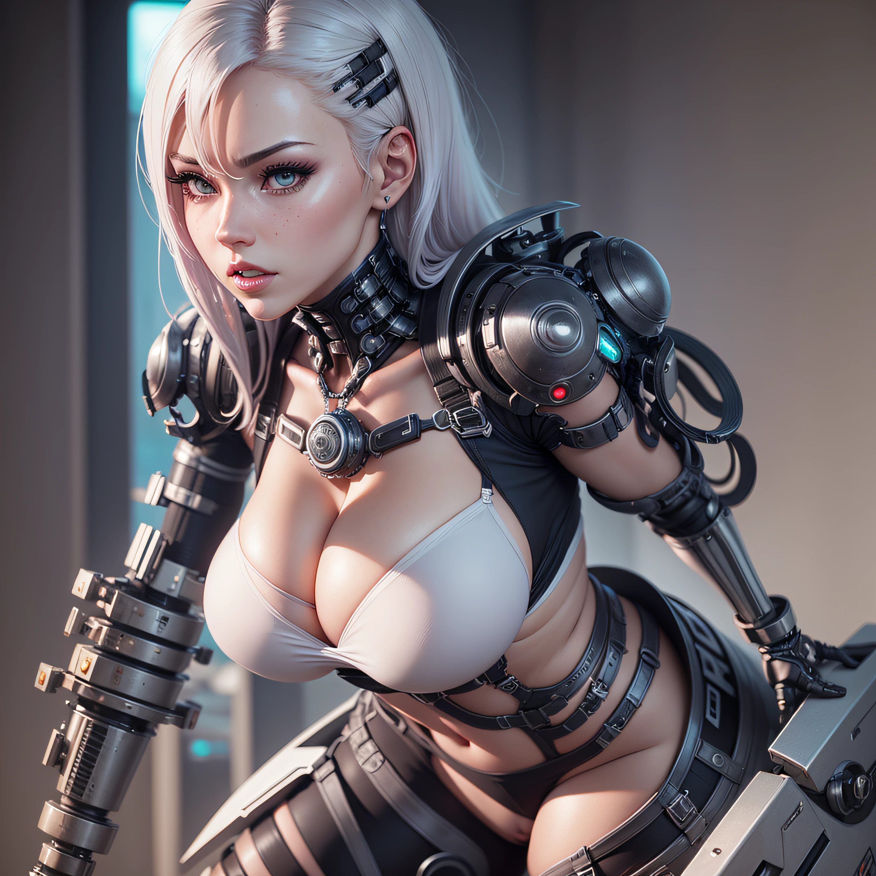 fotografia realista, fotorrealista, realismo, contraste, fotografia, obra prima, cyborg, cyberpunk , ethereal beauty, ethereal, ultra realista, Como uma Yael Shelbia, 3d, renderização 3d, porcelana, Melhor qualidade, anatomia humana, cabelos reais, cabelos curtos, Asymmetrical Cut Hair, cabelo em movimento, seios enormes, anatomia humana, posando para foto, translucido, (ethereal, Sonho), formidable, papel de parede 8k, Realistic Textures Dramatic Lighting, Trending na Art Station Cinestill 800 --auto