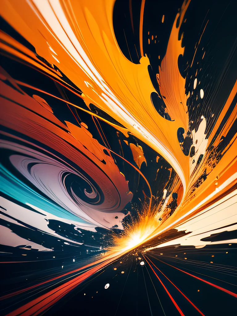 coloful abstract strokes, curves, lines, splashes, --auto
