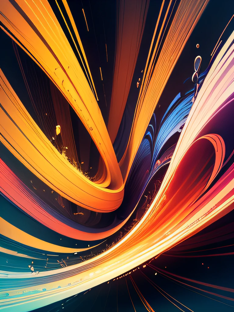 coloful abstract strokes, curves, lines, splashes, --auto