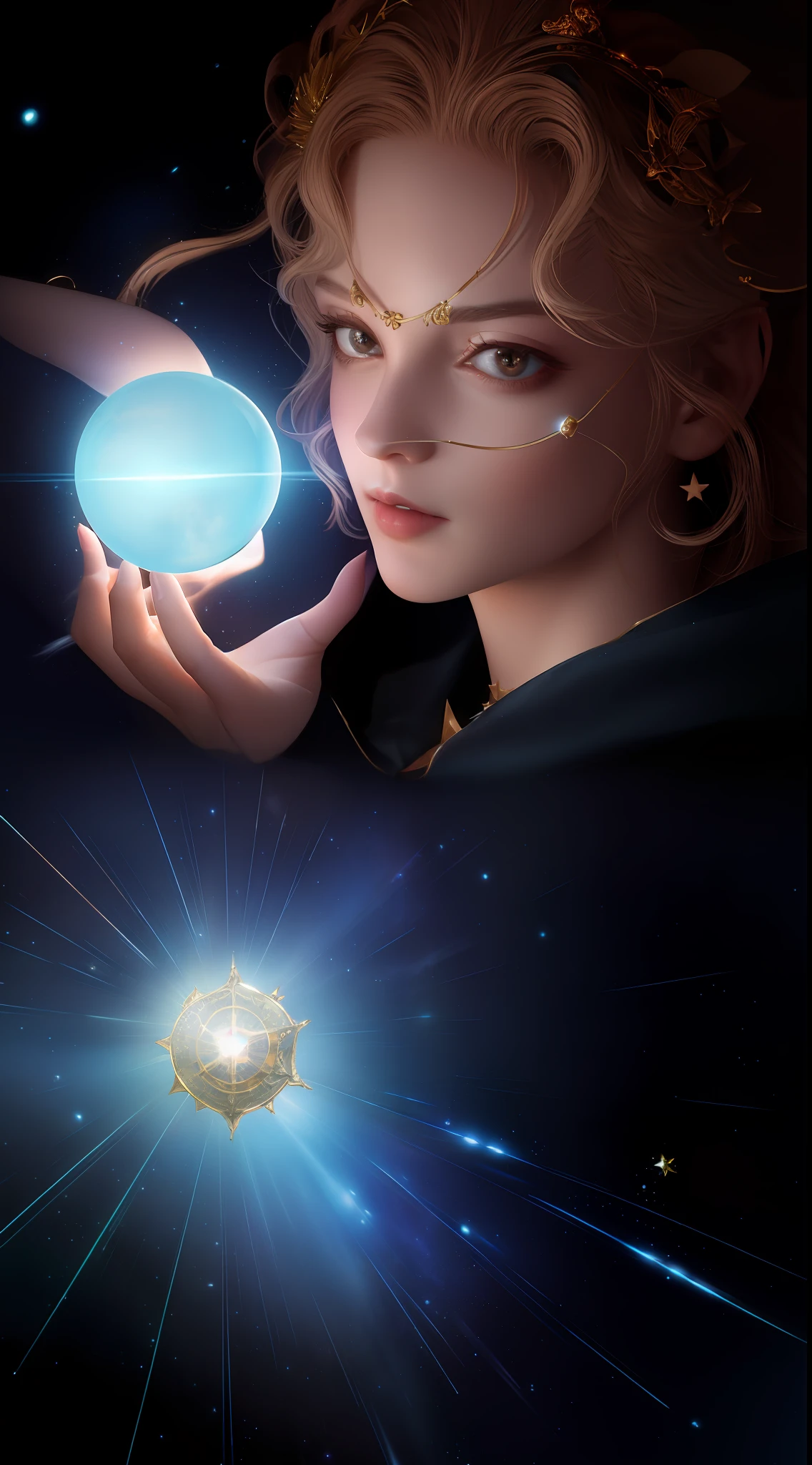 um close up de um cinto com uma estrela sobre ele, artee conceitual oficial, ornat concept art illustration, magic belt, potion belt, artee conceitual, artee conceito, artee conceito, faixa, conceito-arte, conceito - arte, concept illustration, artee conceitual do objeto, metabaron, Magical highlight of conceptual art, cinto grande, circlet, O Orbe do Tempo