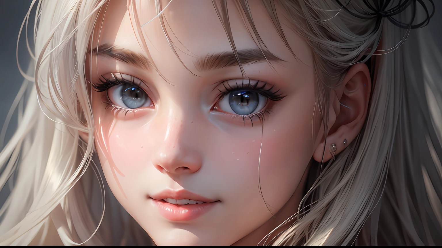 oil painting by Leonardo da Vinci, realistic photography, closeup face of Indian women with white and messy hair, her eyes are sweet and vibrant, her face is symmetrical, silky peach skin, soft torch luminosity on the face by REMBRADT, Adobe Illustration, Trending on Artstation, 8K, hd, cinematic, masterpiece, magnificent art, best quality