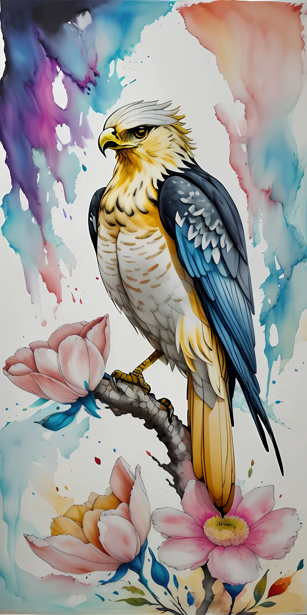 Aguila, amanecer, Campo de flores, Pintura de mezcla de alcohol y tinta de impasto, explosion,
yang08k, hermosa, de color,
Obras maestras, Calidad superior, La mejor calidad, Arte Oficial, beautiful and aesthetic,