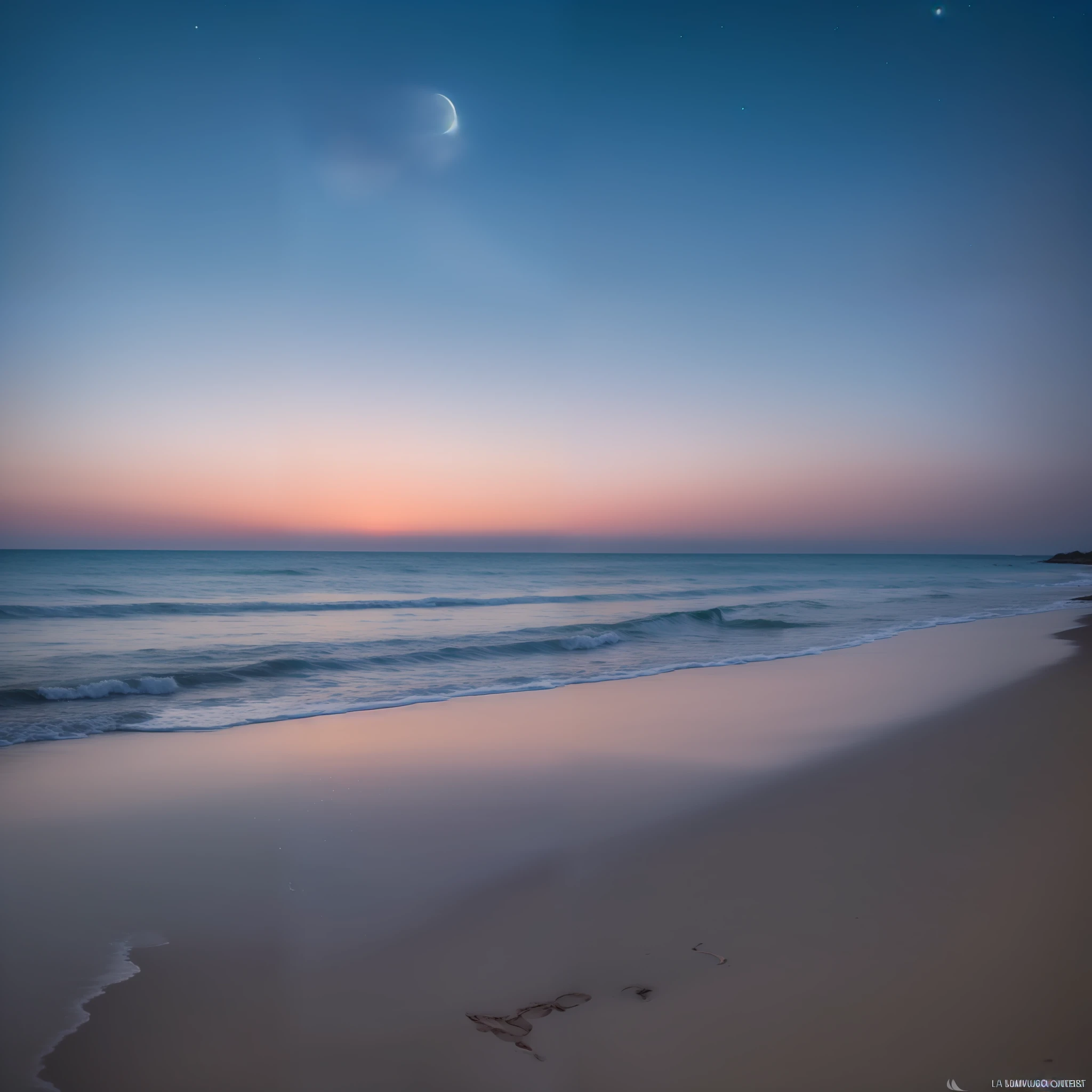 Imagen de una playa de noche con una bonita luna llena reflejada en el mar