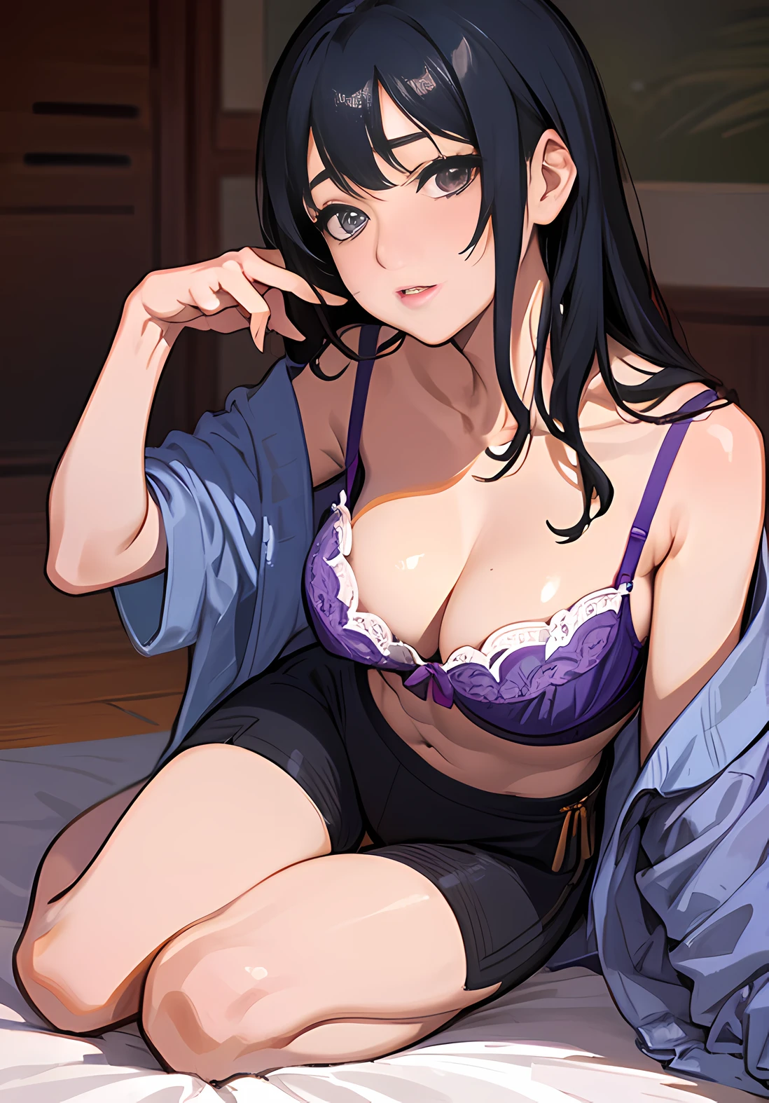 arafed asian woman in a purple bra top posing for a picture, ai yazawa, yasumoto oka, ayami koj ima, sui ishida, Nara Yoshitomo, realistic young gravure idol, ayami, young pretty gravure idol