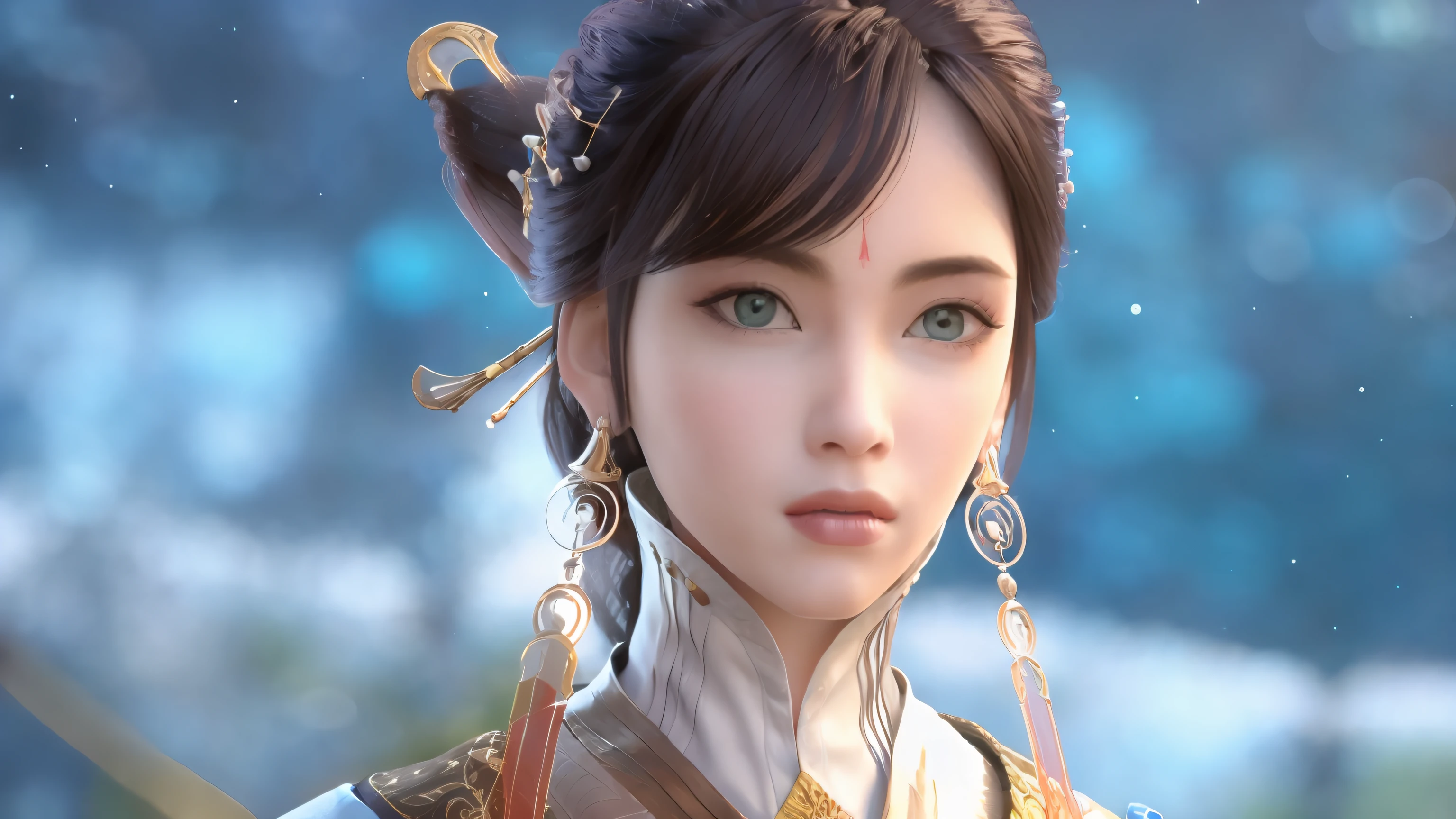 Artes Marciais, Romance of the Three Kingdoms, china antiga, Single Ponytail, Pessoa Solteira, Busto, HD, Realidade, Masculino,, Fotografia, 4K, Assassino, Blue Sky Background, Aurora, olhos vrmelhos, Sangokushi, NOBUNAGA&#39;S AMBITION