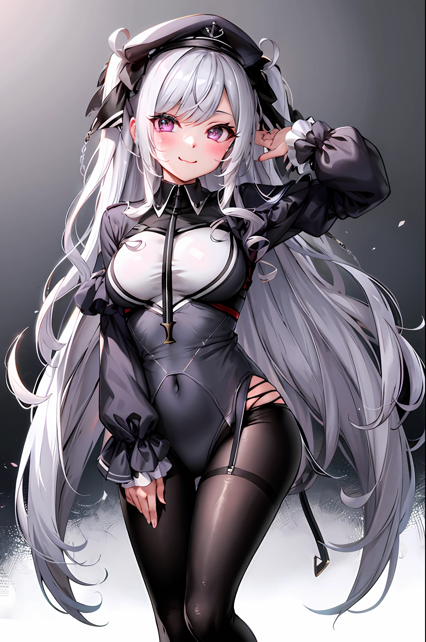 silber hair，sailor clothes，Double tail，Cutes，Black Pantyhose，Black uniform shoes，Bashful